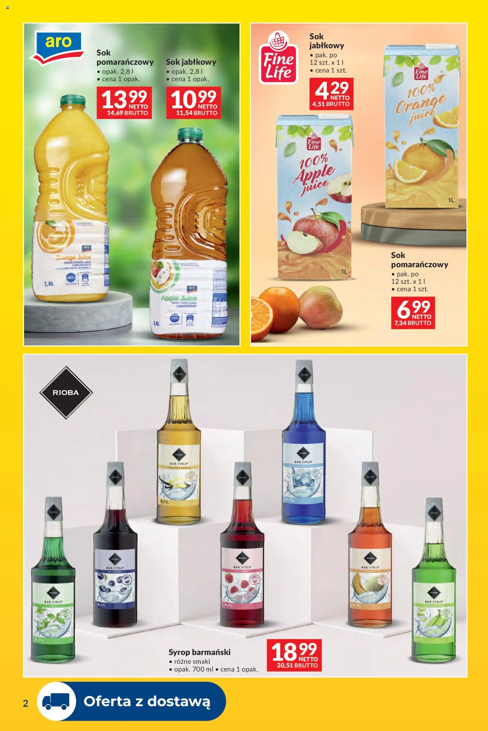 Makro gazetka - Dostawy dla gastronomii od 01.06.2026 | Strona: 2 | Produkty: Syrop, Sok jabłkowy, Syrop barmański, Sok