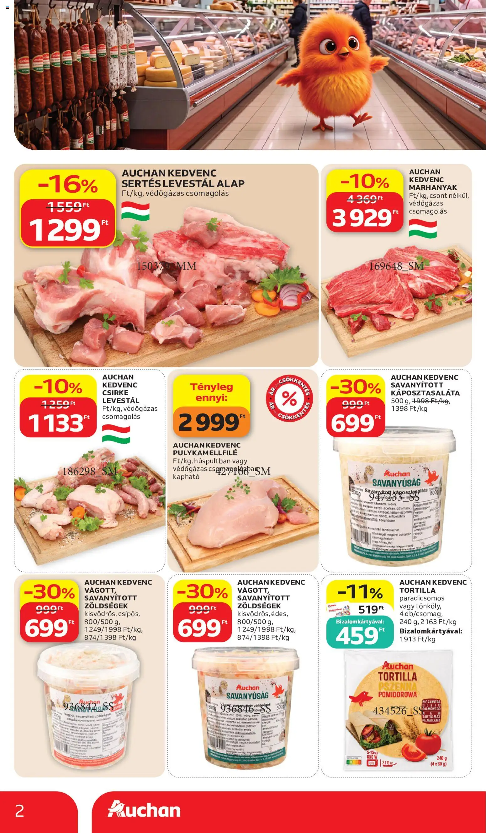 Auchan akciós ujság - amely érvényes a következő dátumtól: 2026.10.15. | Oldal: 2 | Termékek: Zöldségek, Tortilla, Csirke, Pulykamellfilé