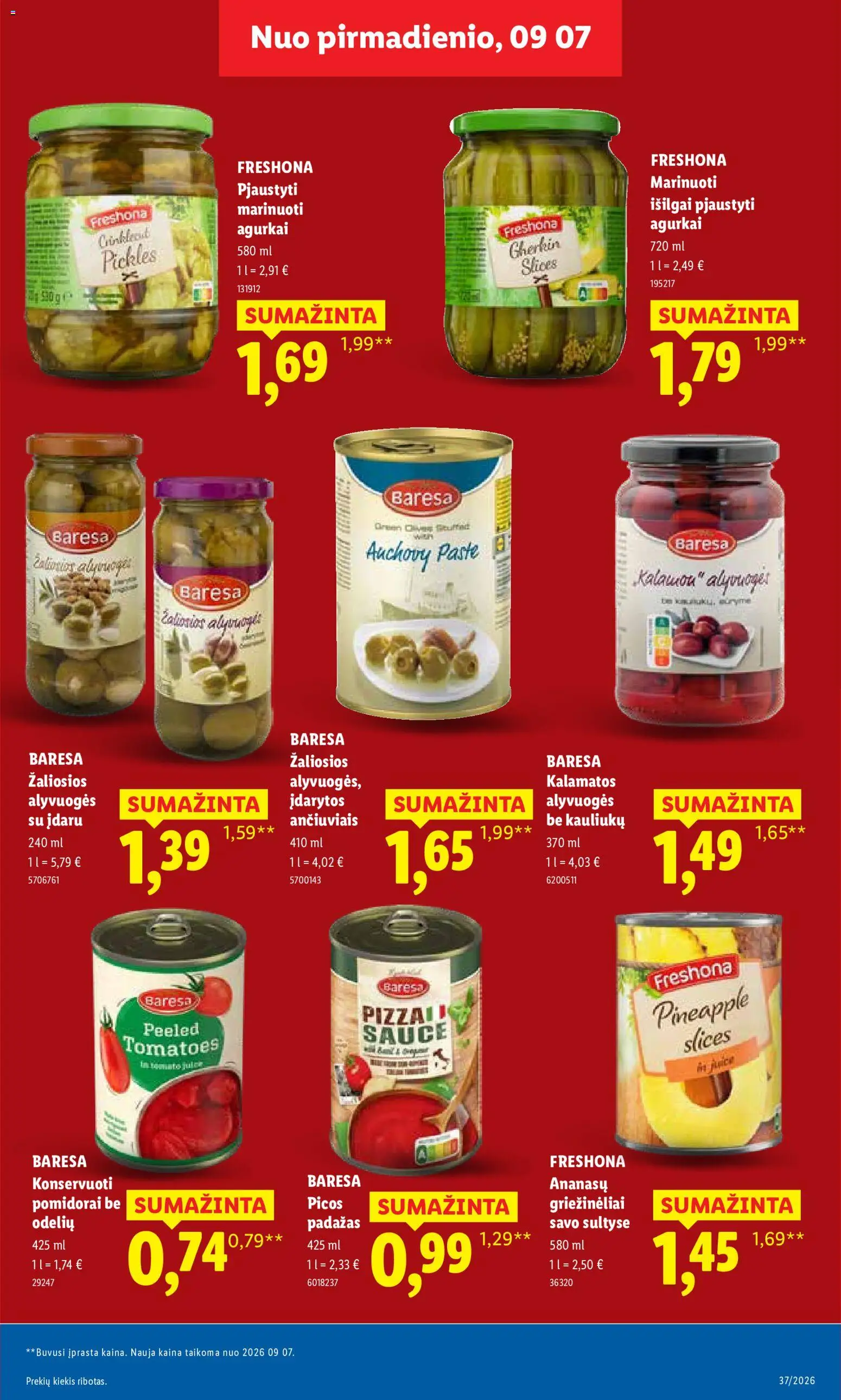 LIDL akcijos nuo 2026.09.07 | Puslapis: 19 | Prekių: Agurkai, Pomidorai, Padažas