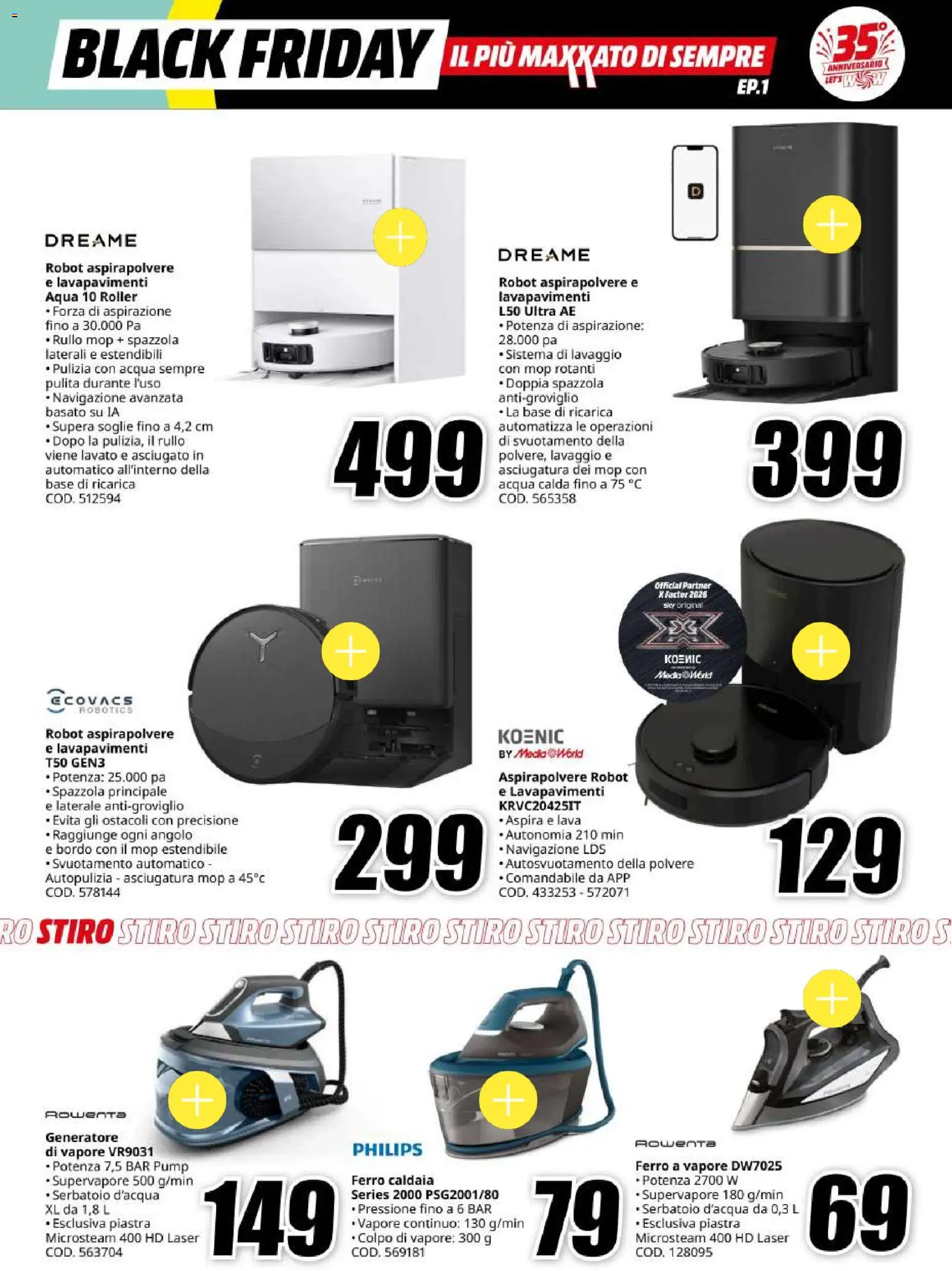 Volantino Media World del 30/10/2026 | Pagina: 32 | Prodotti: Rullo, Robot aspirapolvere, Acqua, Generatore