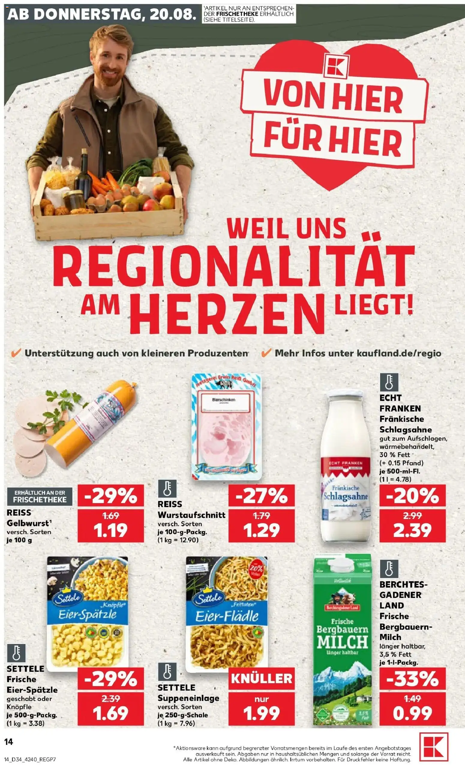 Prospekt Kaufland ab 20.08.2026 » Angebote Online zum Blättern | Seite: 14 | Produkte: Schlagsahne, Milch