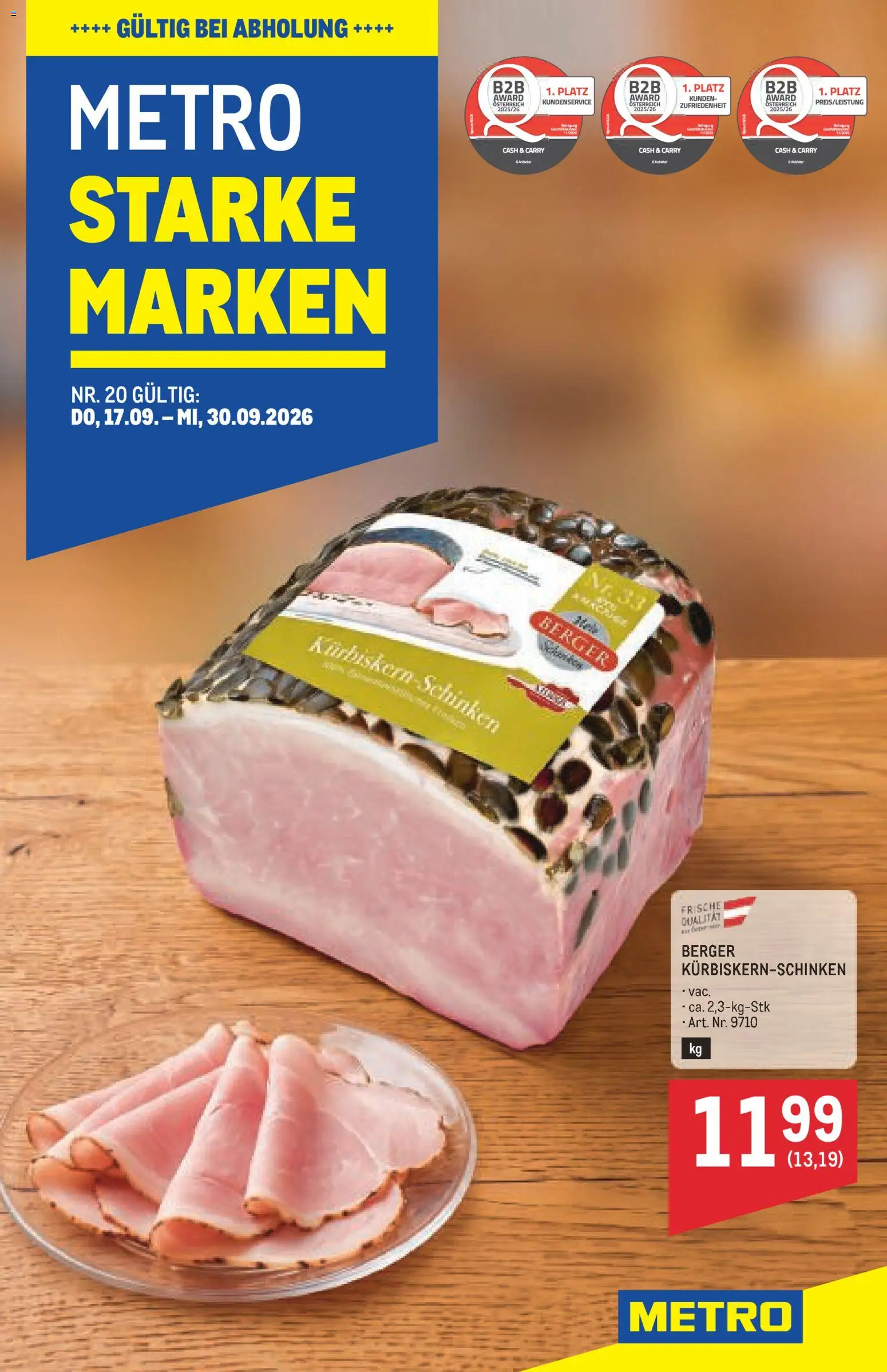 Metro angebote Starke Marken gültig ab 17.09.2026 | Seite: 1 | Produkte: Schinken
