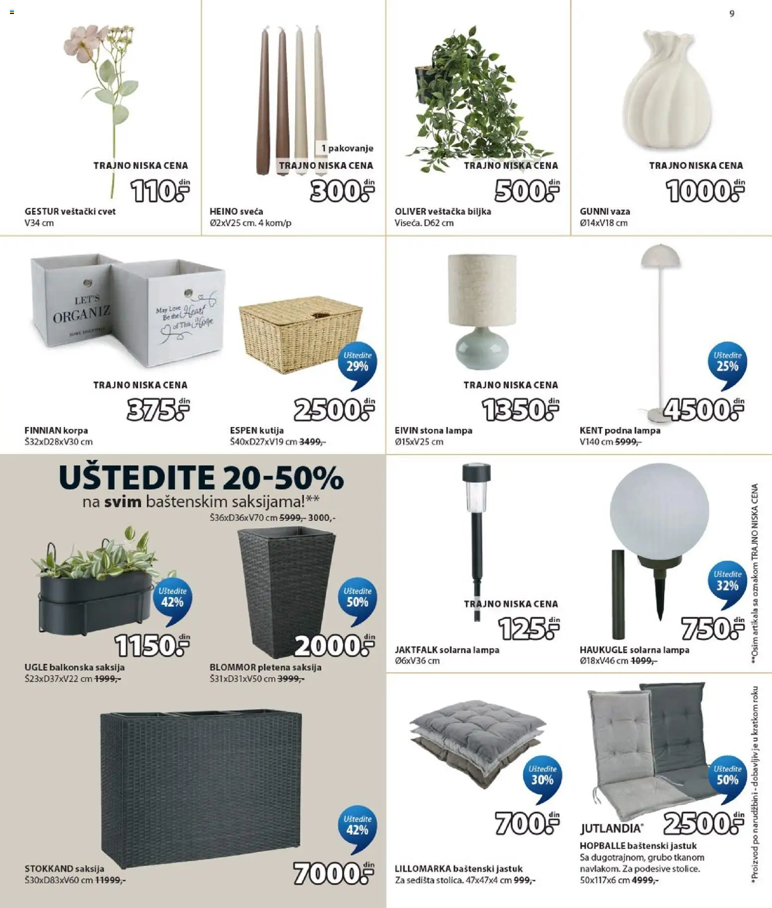 Jysk katalog - važi od 15.07.2026 | Strana: 9 | Proizvode: Solarna lampa, Stona lampa, Vaza, Lampa