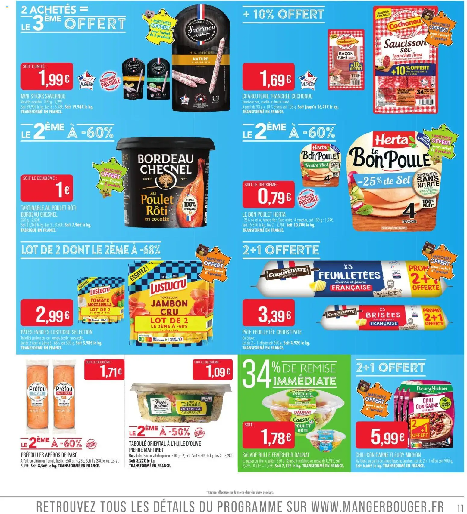 {H1} | Page: 11 | Produits: Salade, Saucisson, Riz blanc, Taboulé