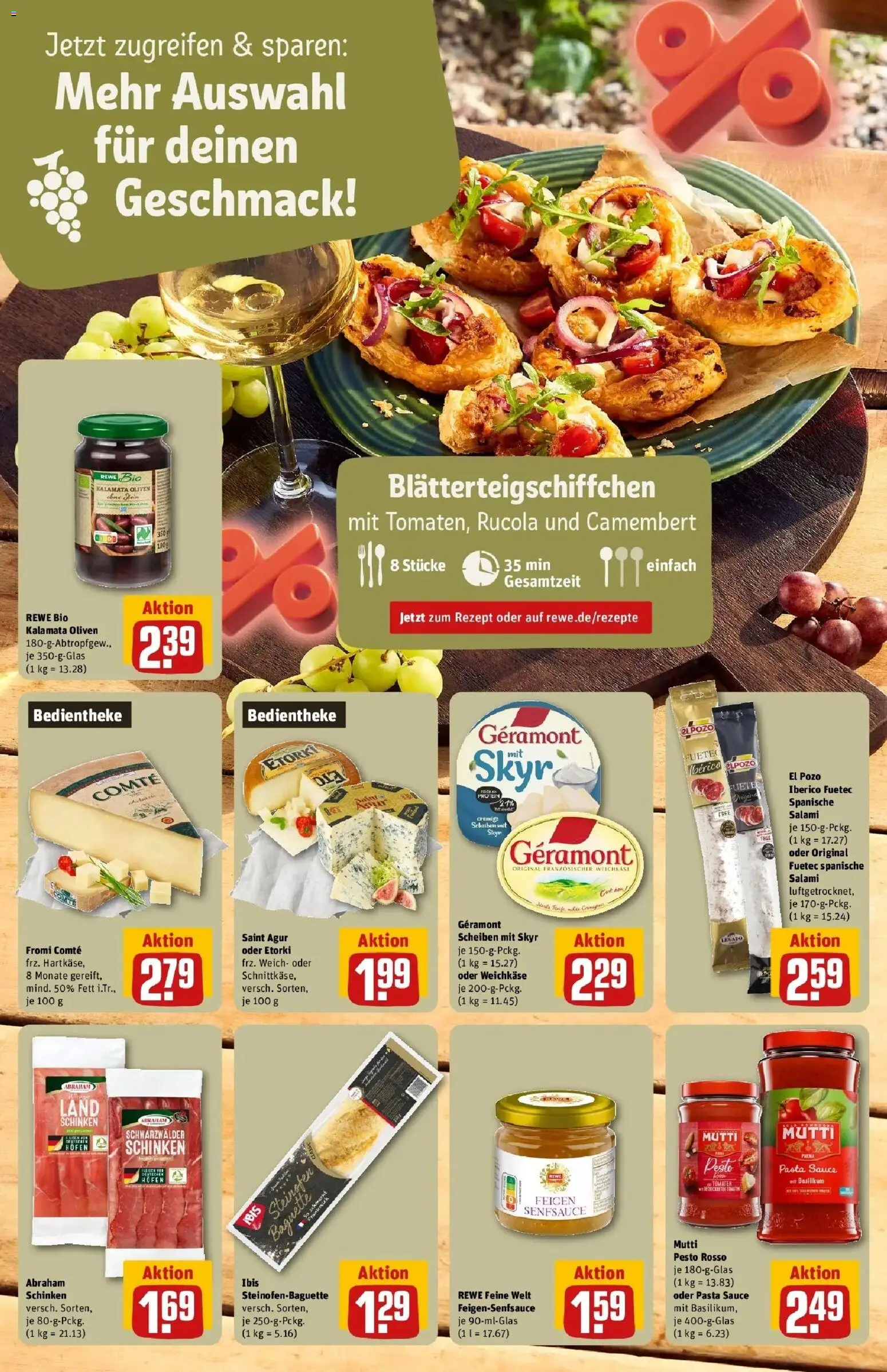 REWE Prospekt ab 12.10.2026 zum Blättern » Angebote | Seite: 14 | Produkte: Rucola, Tomaten, Schinken, Feigen