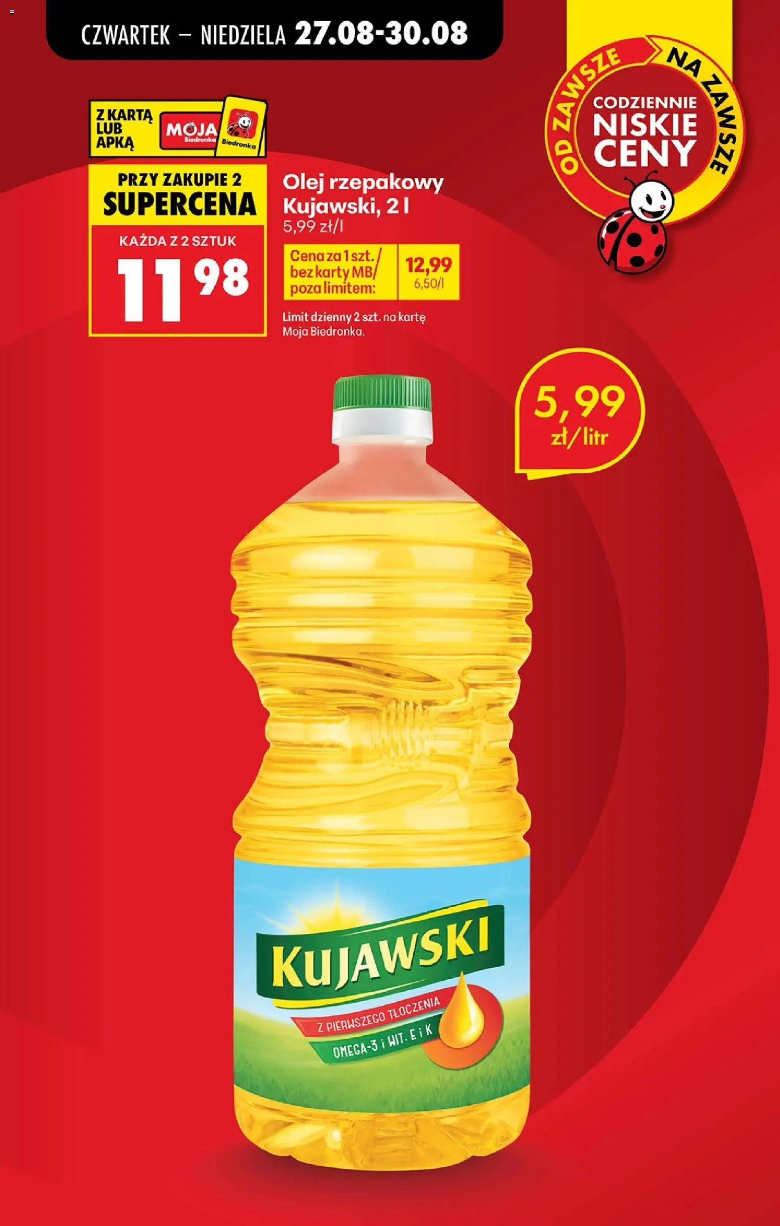 Biedronka gazetka od czwartku od 27.08.2026 | Strona: 11 | Produkty: Karta, Olej rzepakowy, Olej