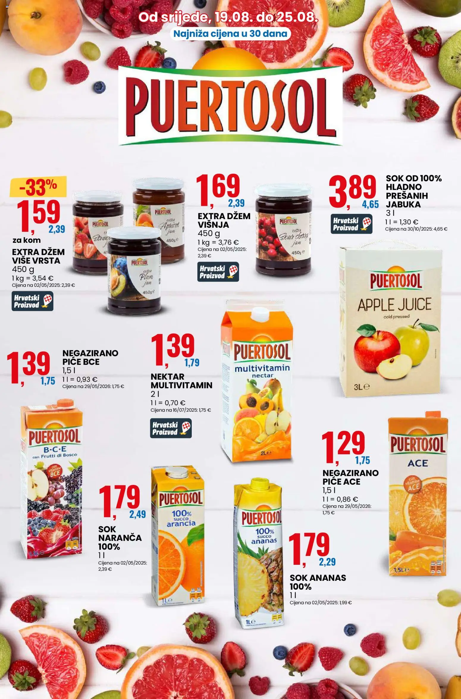 Eurospin katalog | vrijedi od 19.08.2026 | Stranica: 12 | Proizvodi: Sok, Nektar, Multivitamin, Jabuka