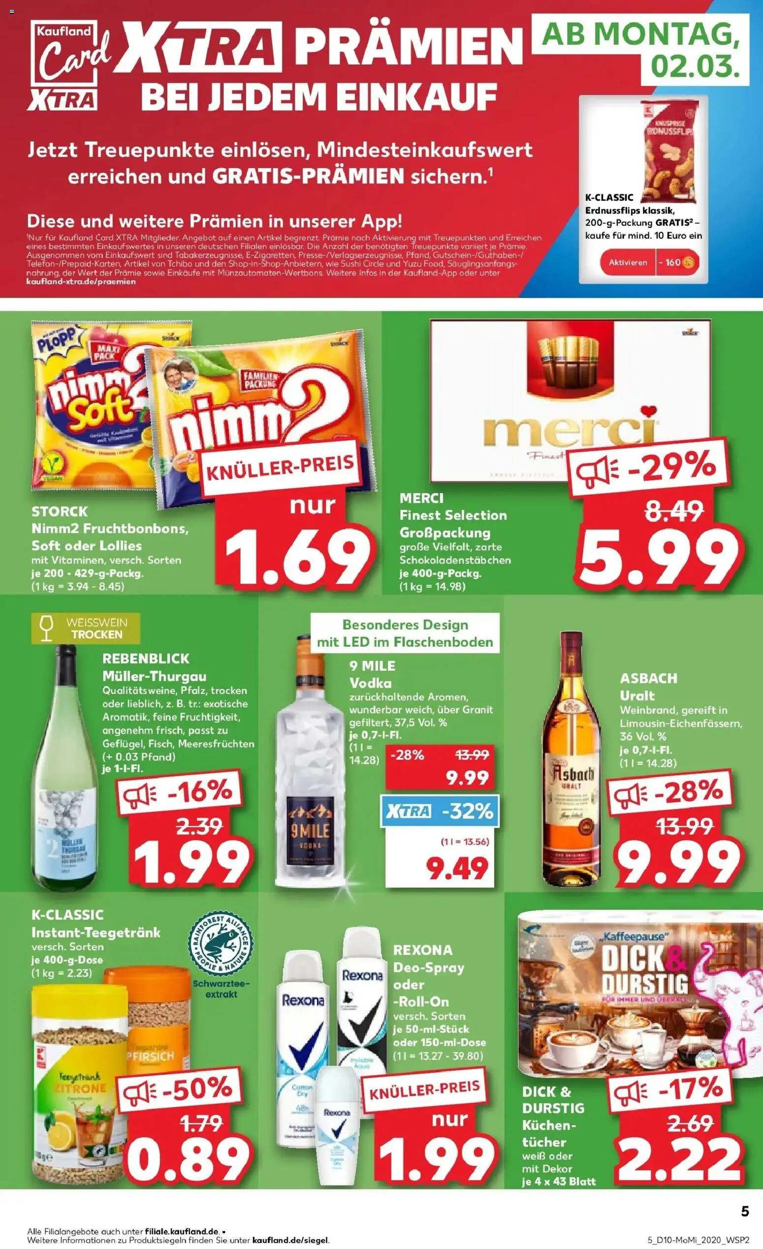 Kaufland Prospekt Pfullingen	 – gültig ab 02.03.2026 | Seite: 5 | Produkte: Merci, Weißwein trocken, Vodka, Kuchen