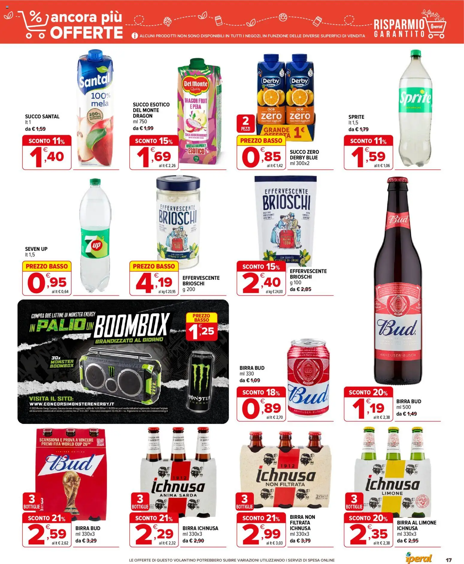 Volantino Iperal del 16/09/2026 | Pagina: 17 | Prodotti: Succo, Birra, Limone, Sprite