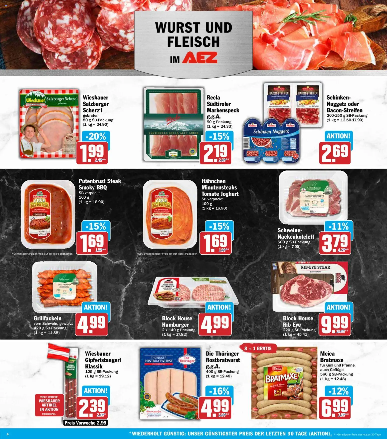 AEZ Prospekt – gültig ab 29.06.2026 | Seite: 4 | Produkte: Gewicht, Hahnchen, Schnitzel, Schinken