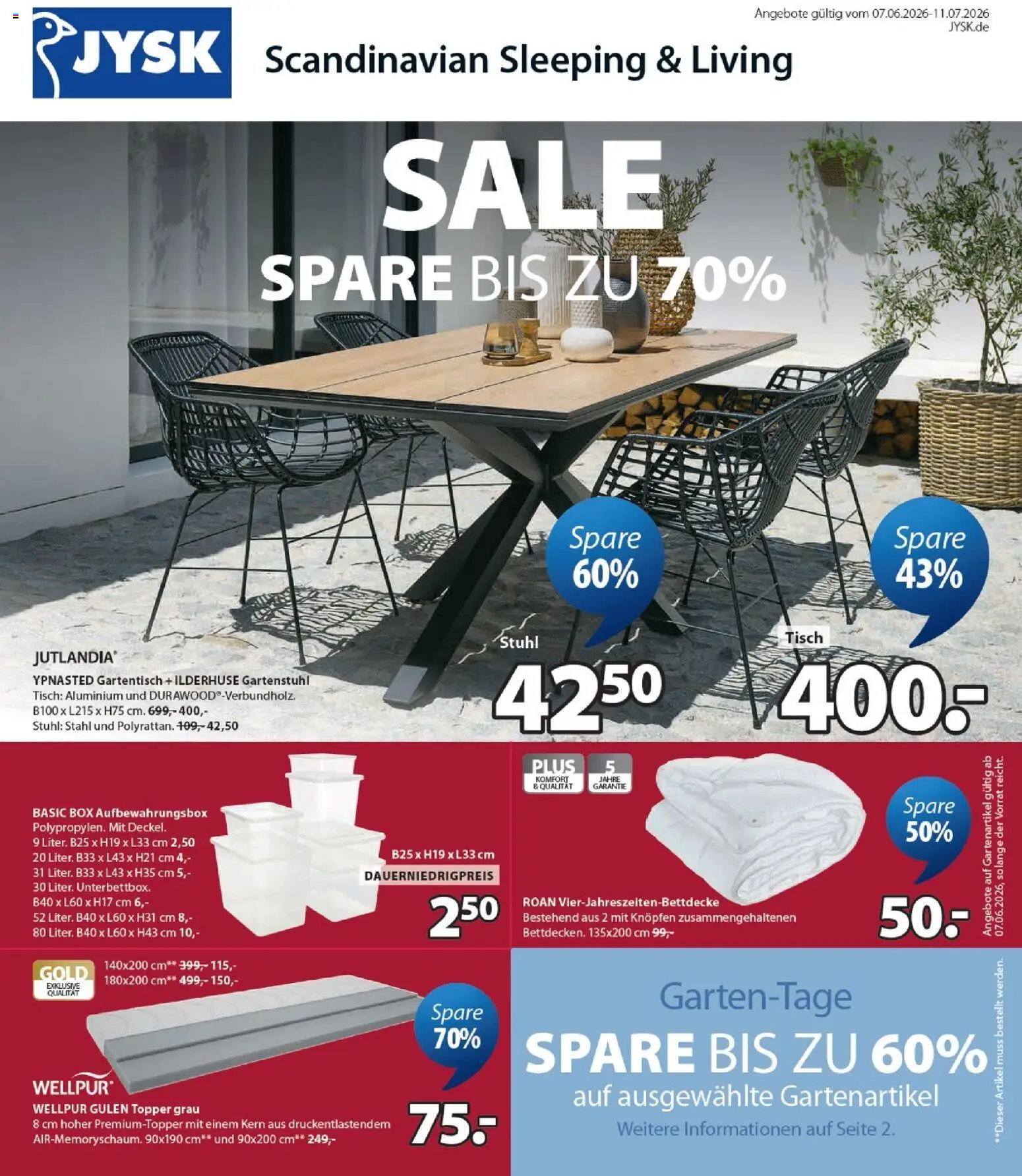 Prospekt JYSK – gültig ab 07.06.2026 | Seite: 1 | Produkte: Tisch, Stuhl, Topper, Box