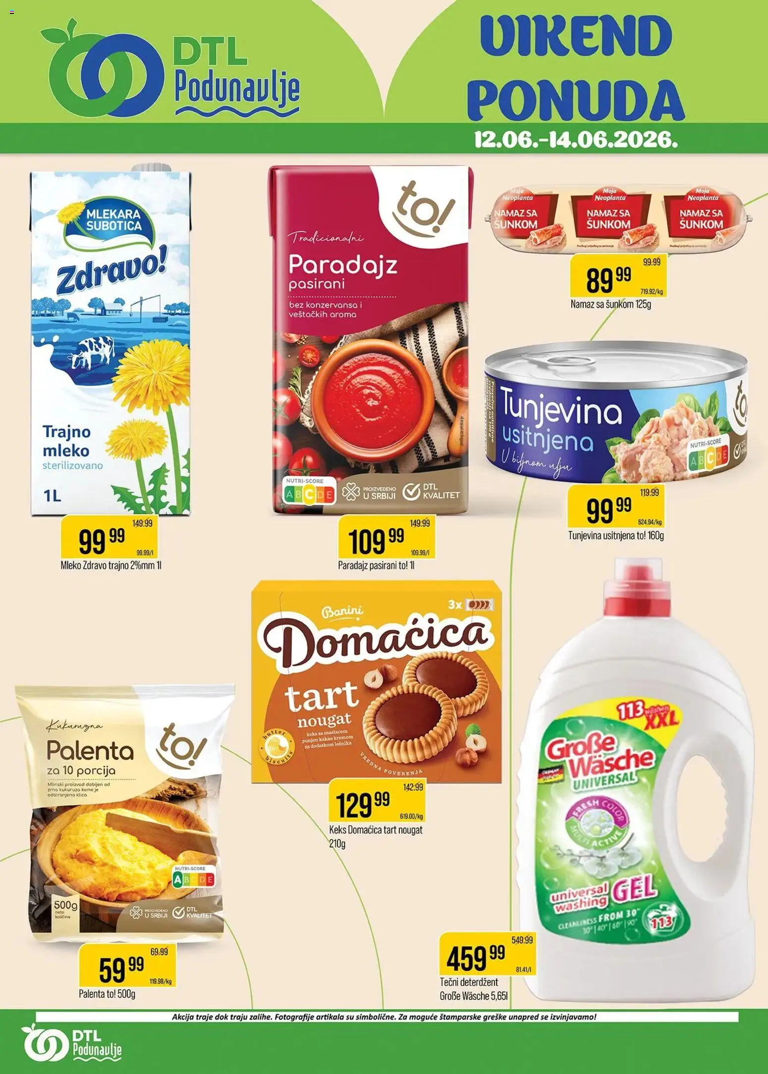 Podunavlje katalog - važi od 12.06.2026 | Strana: 1 | Proizvode: Deterdžent, Palenta, Mleko, Paradajz