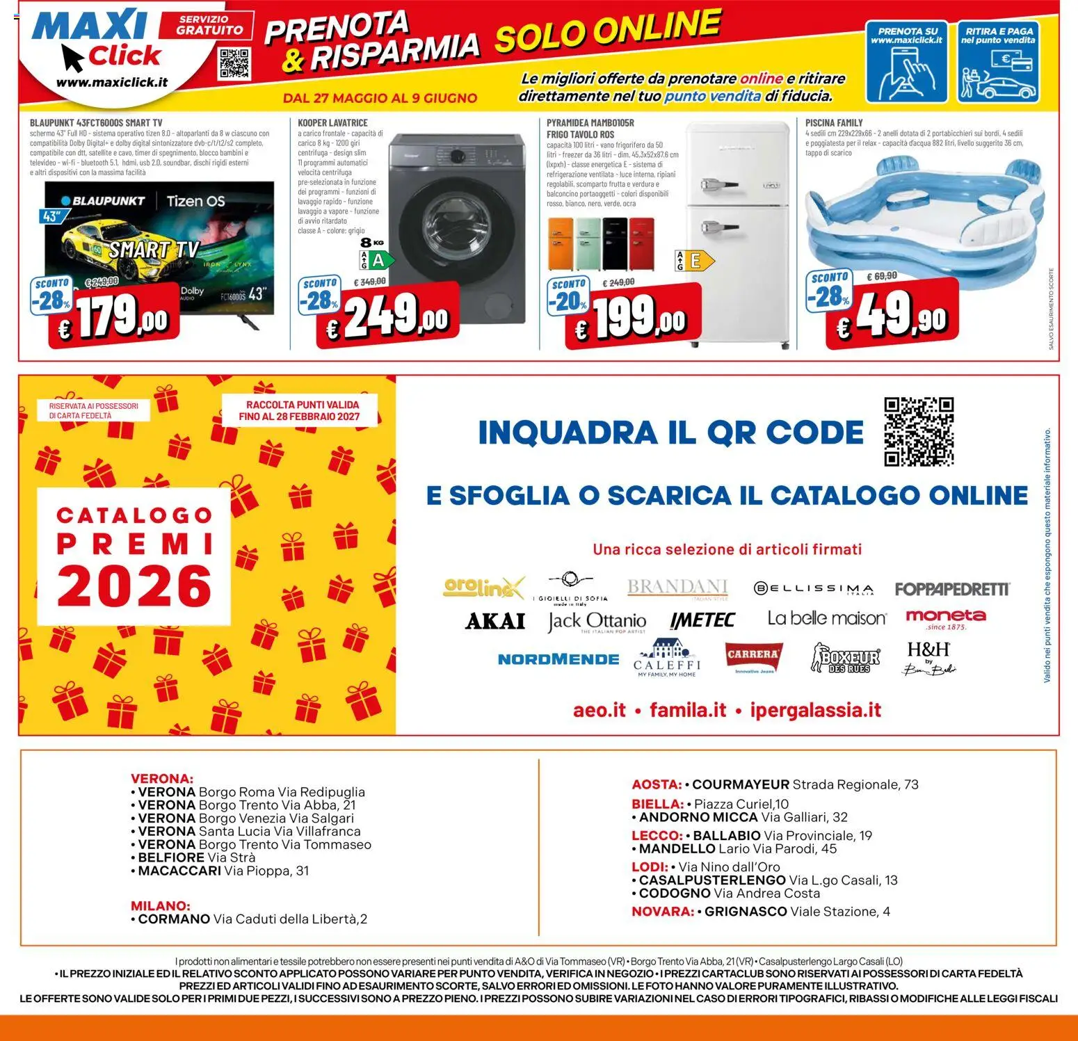 Volantino A&O del 27.05.2026 | Pagina: 16 | Prodotti: Piscina, Freezer, Lavatrice, TV