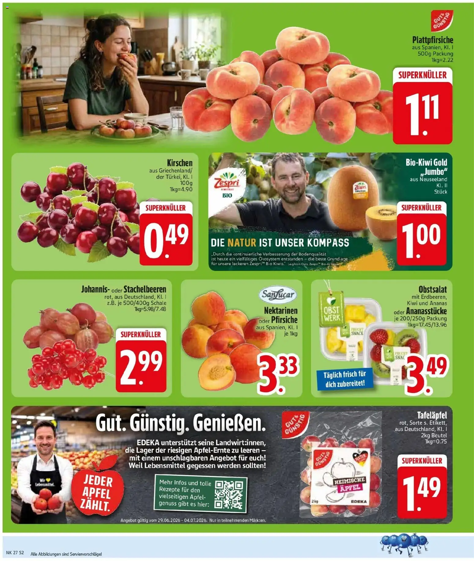 Edeka - EDEKA: Wochenangebote (ab 28.06.2026) » Angebote Online | Seite: 4 | Produkte: Nektarinen, Ananas, Kirschen, Kiwi
