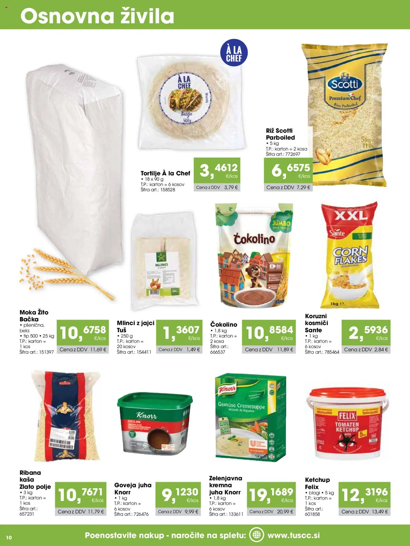 Novi Tuš katalog ponudbe – veljaven od 15.09.2026 | Stran: 10 | Izdelki: Moka, Juha, Tortilje, Kosmici