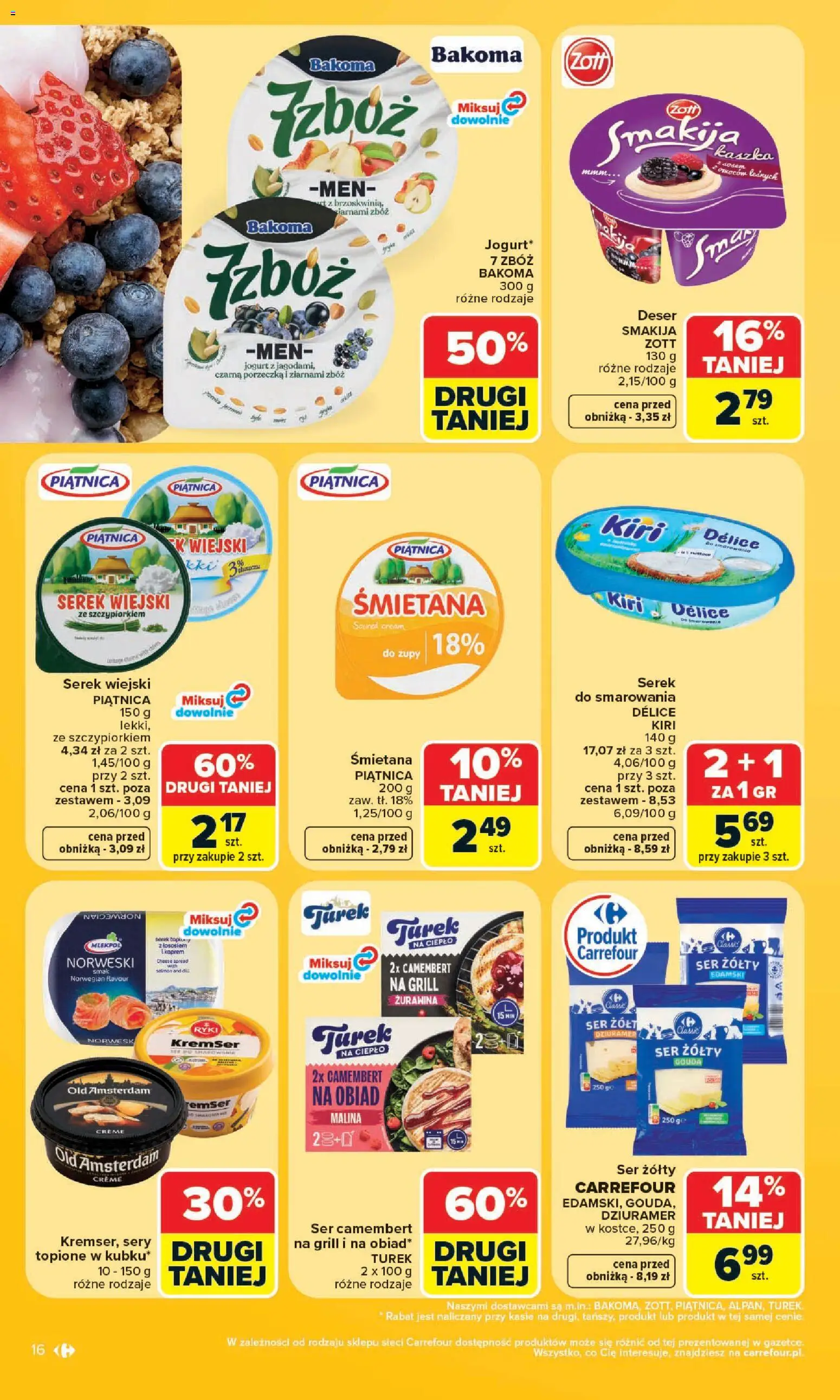 Carrefour gazetka od 20.07.2026 | Strona: 18 | Produkty: Ser żółty, Malina, Serek, Serek wiejski