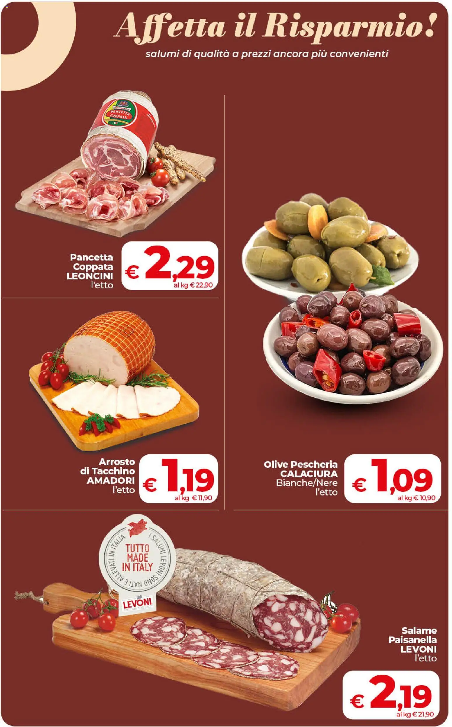 Volantino COOP del 11/08/2026 | Pagina: 12 | Prodotti: Salame, Pancetta, Tacchino, Olive