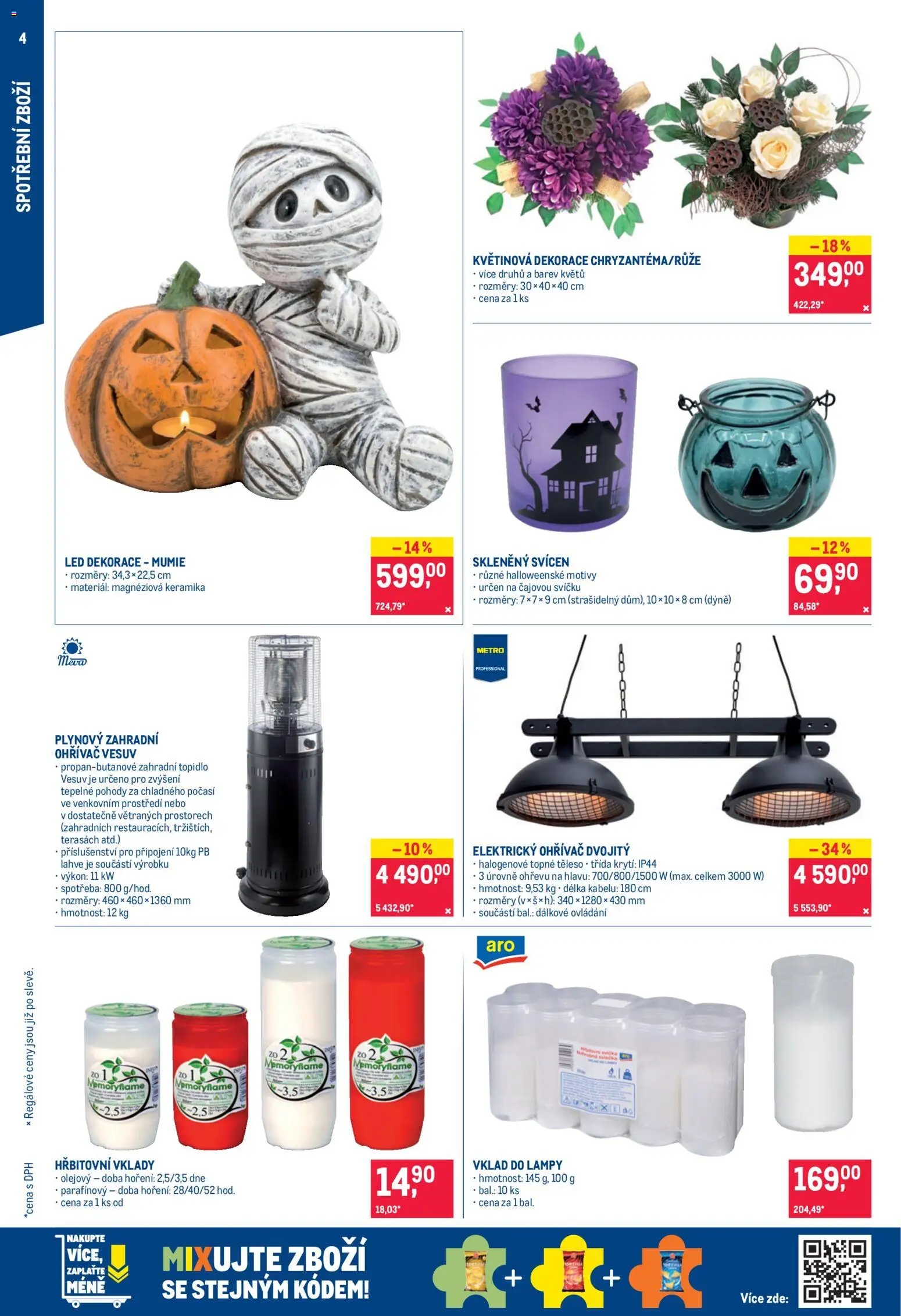 Makro leták - Nepotravinové zboží od 07.10.2026 | Strana: 4 | Produkty: Svícen, Lahve, Dýně, Dekorace