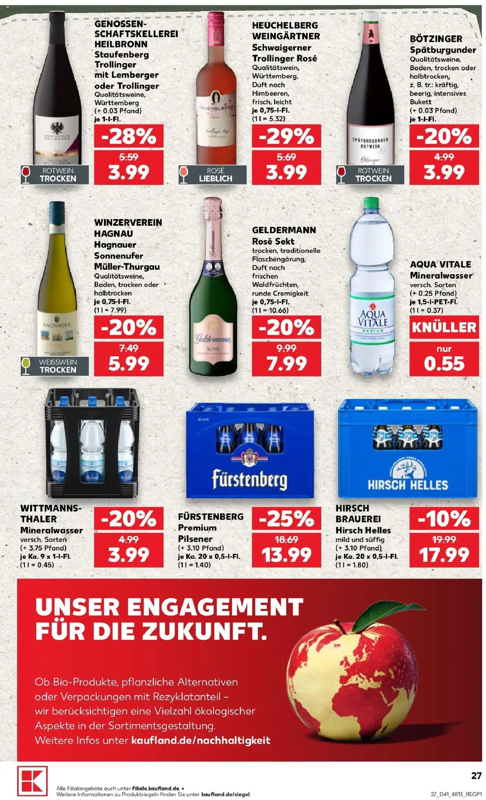 Prospekt Kaufland ab 08.10.2026 » Angebote Online zum Blättern | Seite: 27 | Produkte: Weißwein, Rotwein, Sekt, Mineralwasser