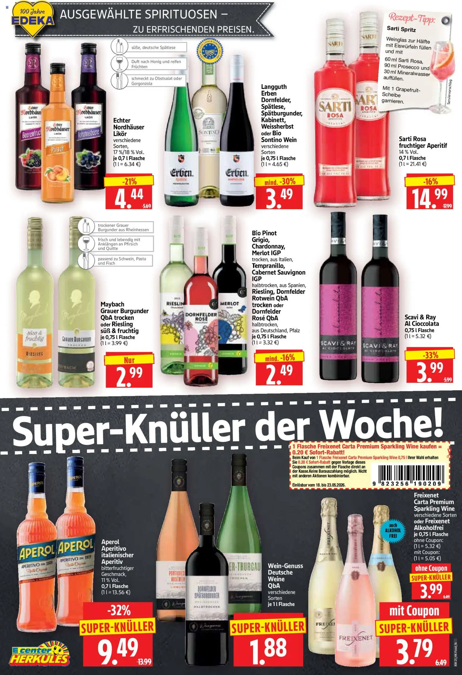 HERKULES Prospekt 	 – gültig ab 18.05.2026 | Seite: 16 | Produkte: Prosecco, Pfirsich, Pasta, Aperol