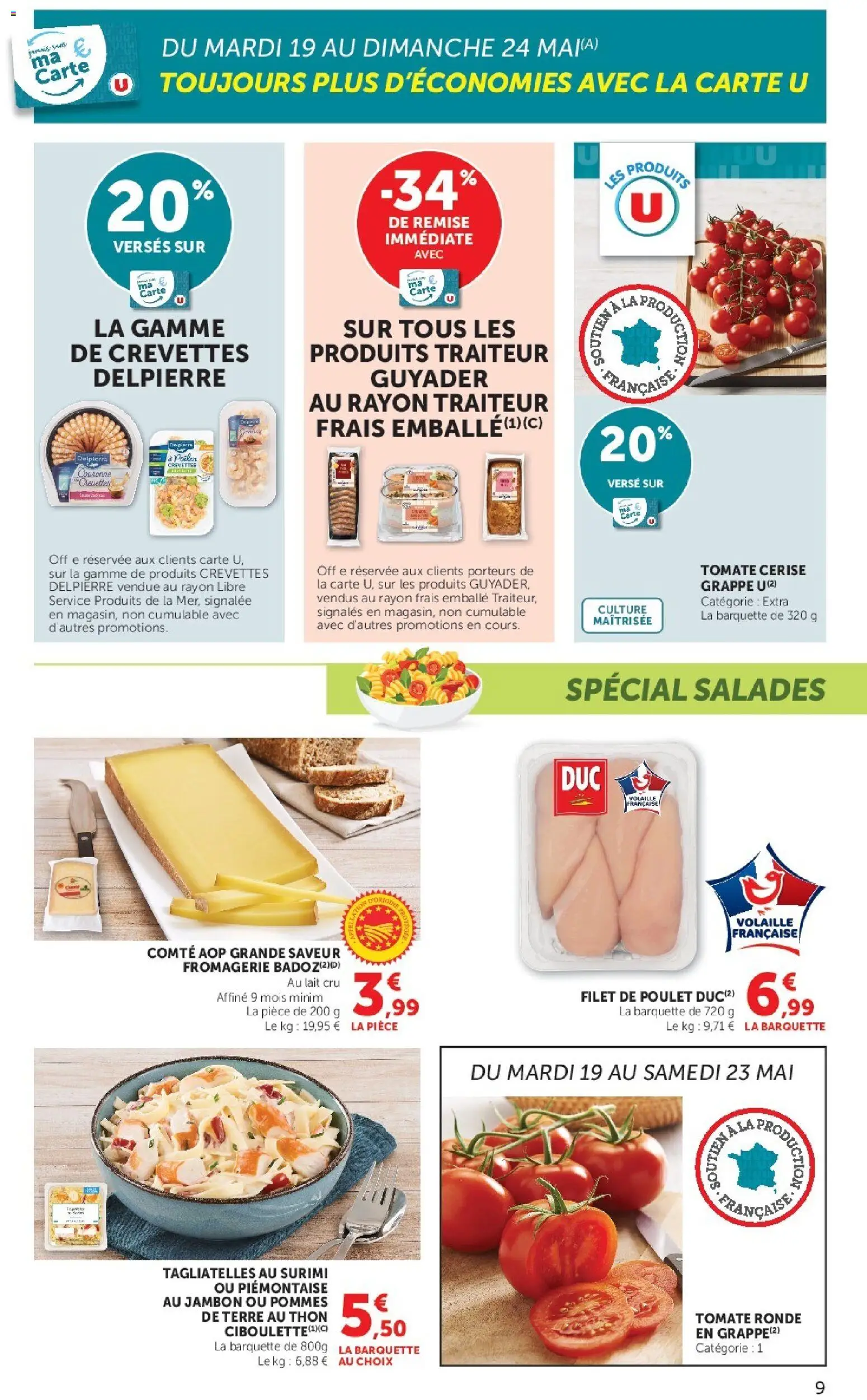 {H1} | Page: 9 | Produits: Crevettes, Tomate cerise, Lait, Pommes