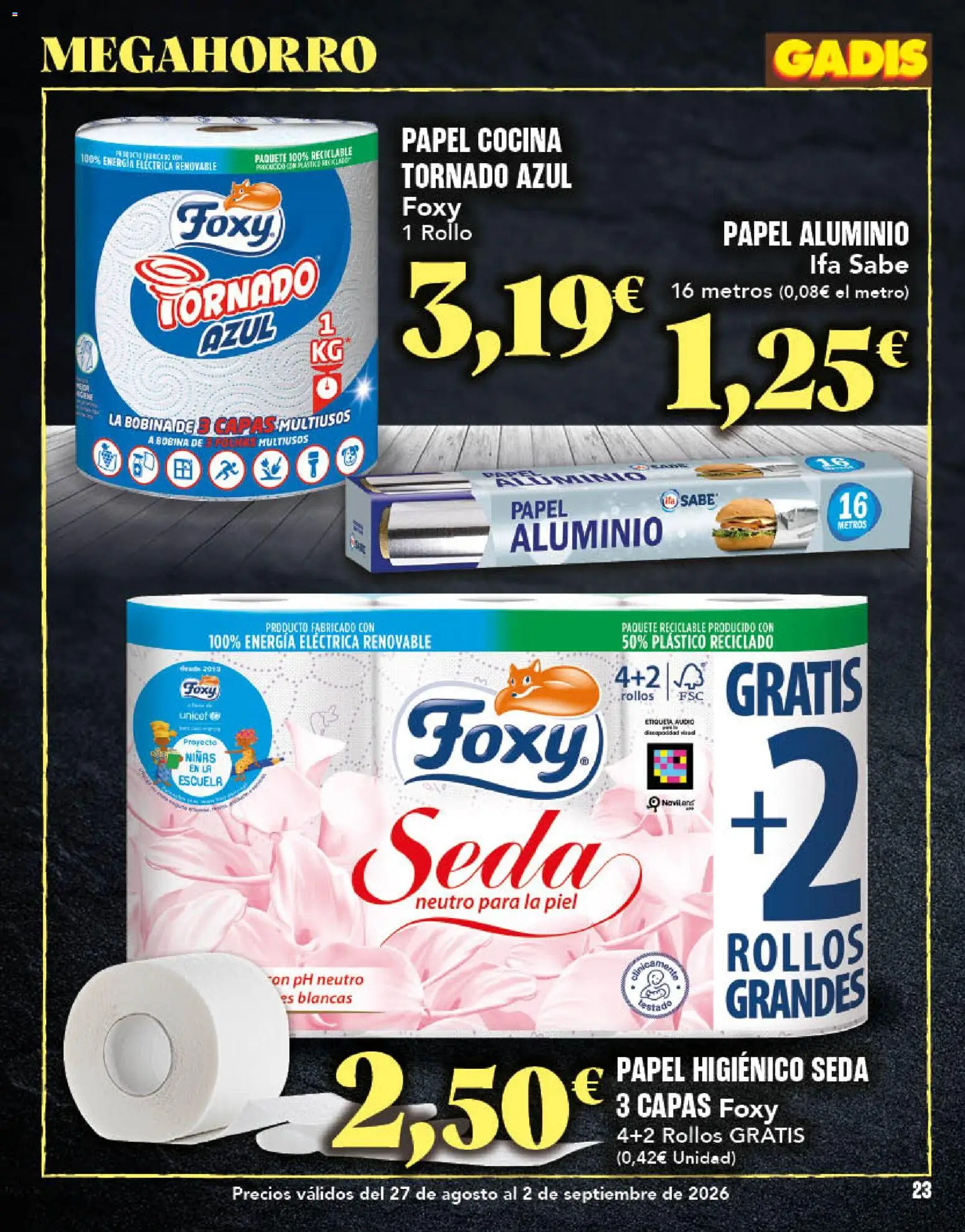 Gadis folleto │ válido desde el 27/08/2026 | Página: 23 | Productos: Papel higienico, Cocina