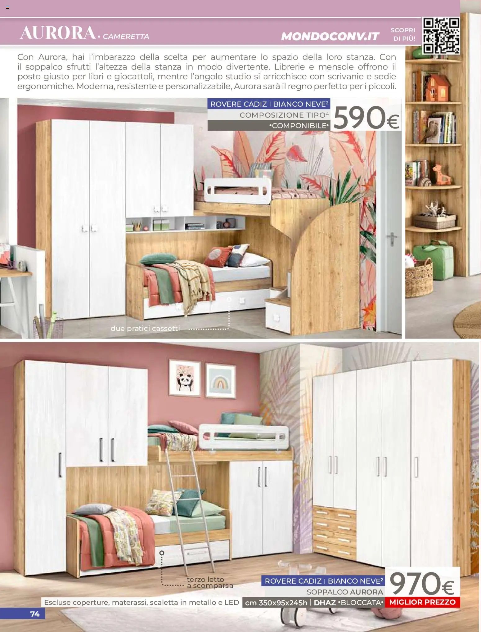 Volantino Mondo Convenienza del 01/07/2026 | Pagina: 76 | Prodotti: Scaletta, Letto