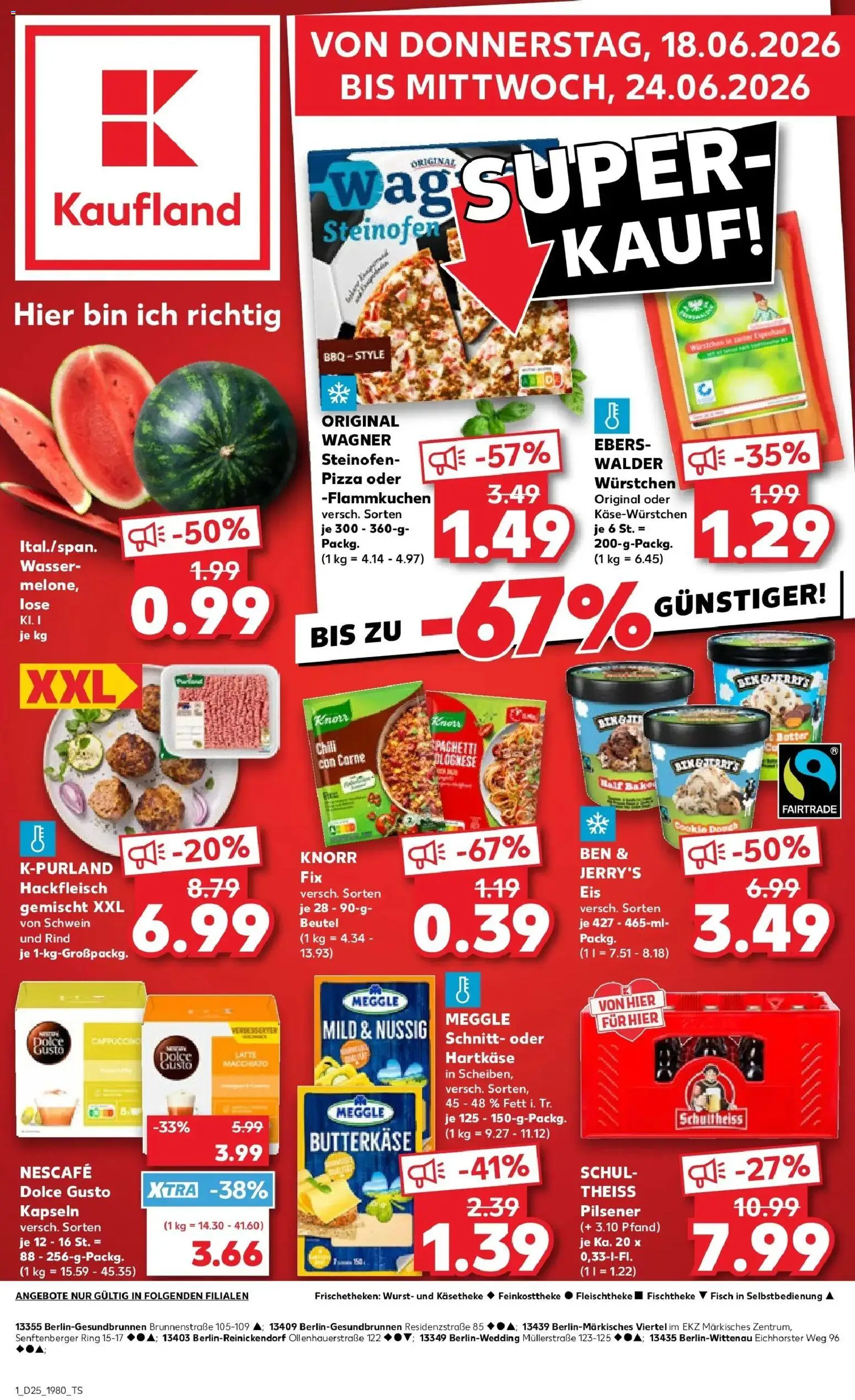 Kaufland Prospekt Berlin – gültig ab 15.06.2026 | Seite: 12 | Produkte: Knorr, Wasser, Wurst, Hackfleisch