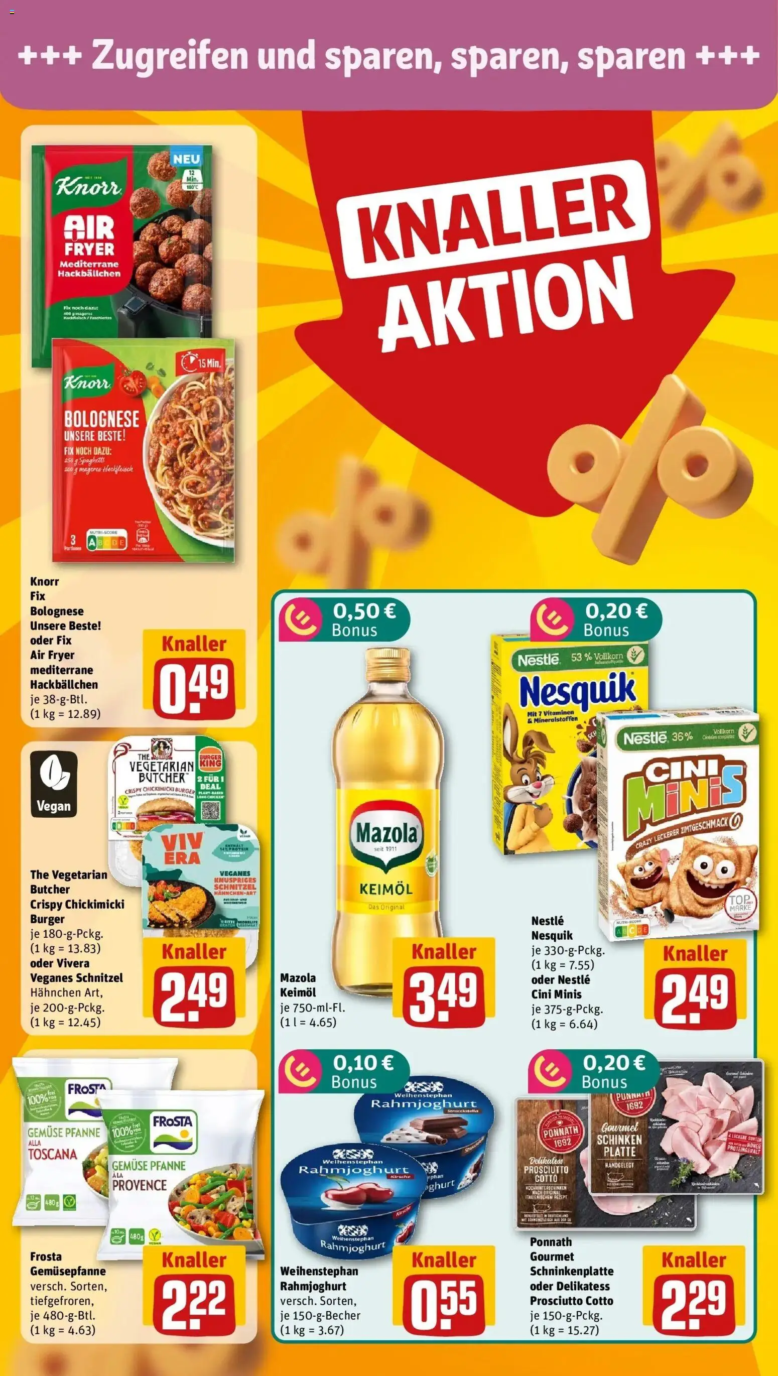 REWE Prospekt ab 19.10.2026 zum Blättern » Angebote | Seite: 4 | Produkte: Burger, Schnitzel, Schinken, Cini Minis