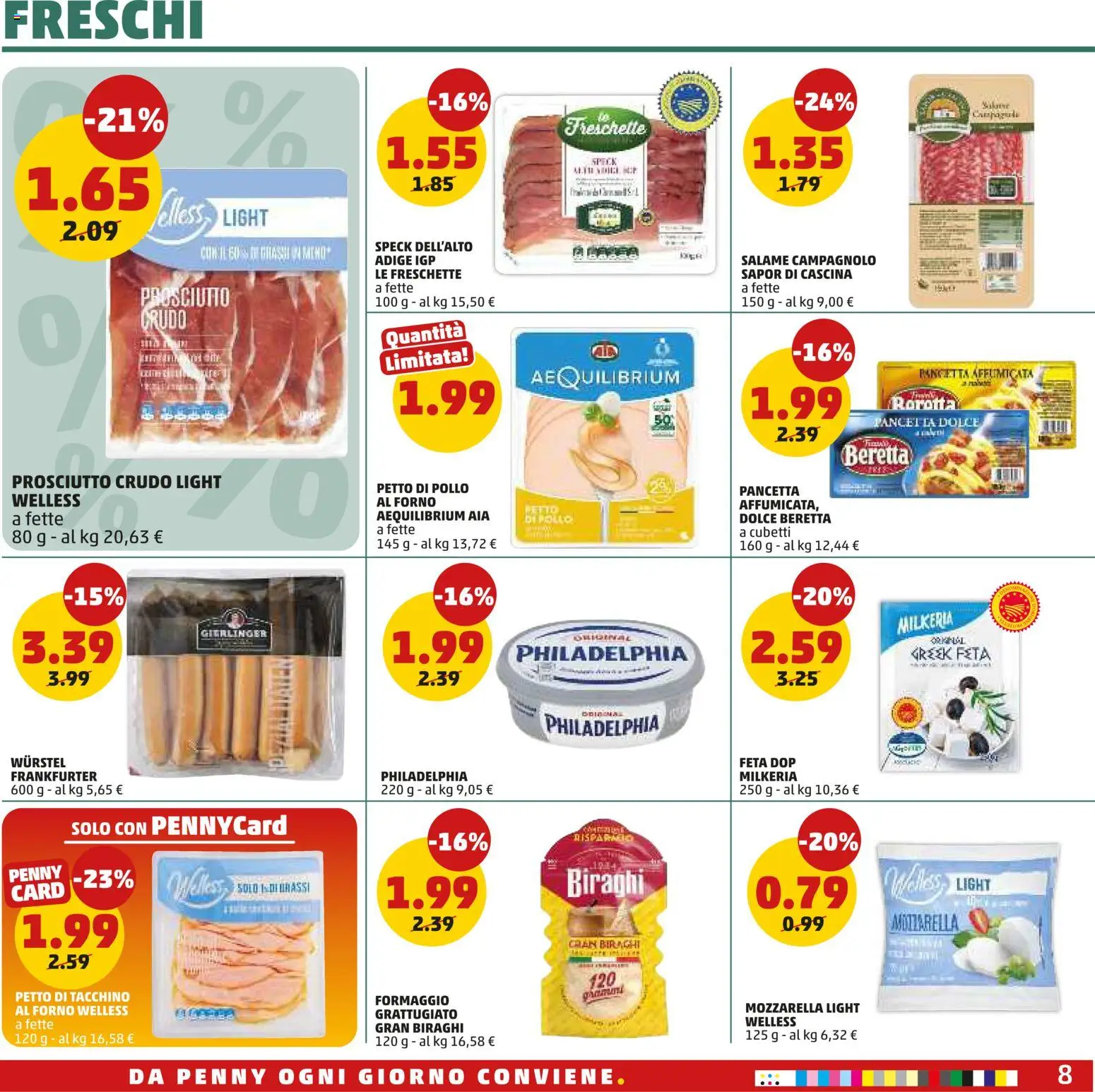 Volantino PENNY del 16/07/2026 | Pagina: 8 | Prodotti: Pollo, Pancetta, Tacchino, Prosciutto
