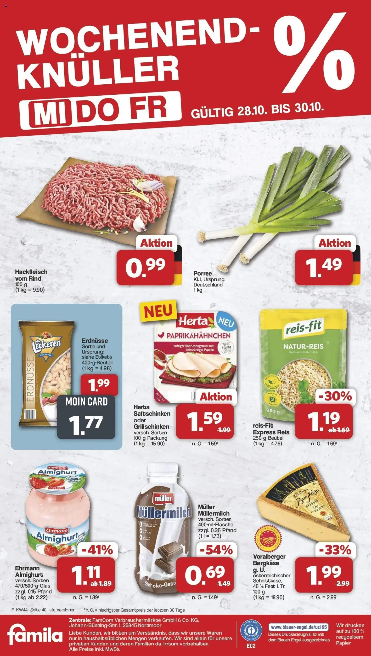 Famila Nordwest - Famila: Wochenangebote – gültig ab 26.10.2026 | Seite: 42 | Produkte: Ehrmann almighurt, Müllermilch, Reis, Hackfleisch