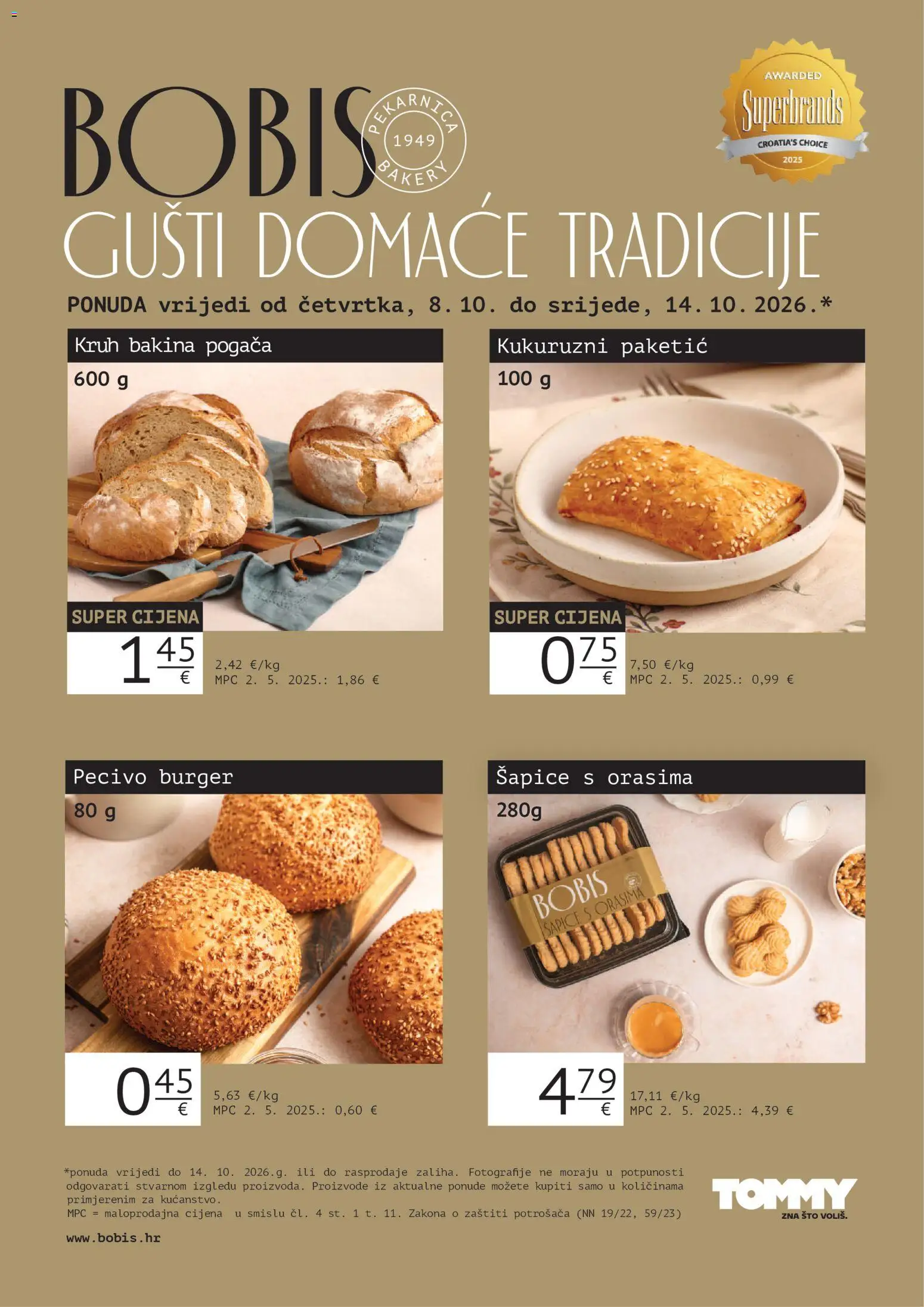 Tommy katalog | vrijedi od 08.10.2026 | Stranica: 1 | Proizvodi: Kruh, Pecivo