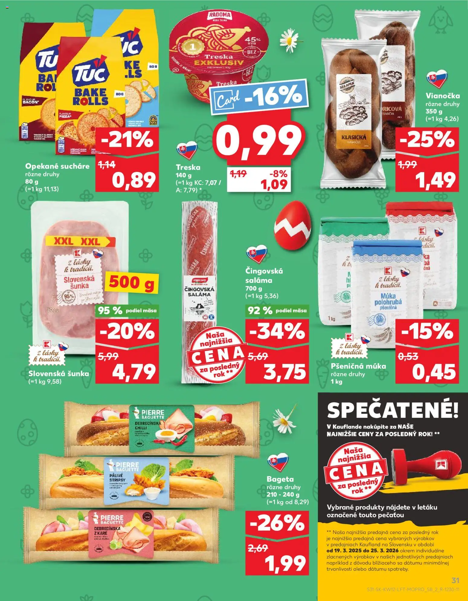Nové Kaufland akcie – leták je platný od 19.03.2026 | Strana: 31 | Produkty: Saláma, Vianočka, Chilli, Pšeničná múka