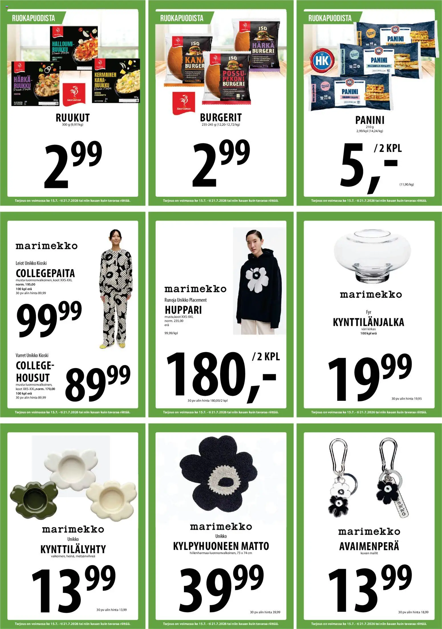 Tuuri tarjoukset – voimassa 15/07/2026 alkaen | Sivu: 14 | Tuotteet: Mozzarella, Huppari, Pekoni, Kylpyhuoneen matto
