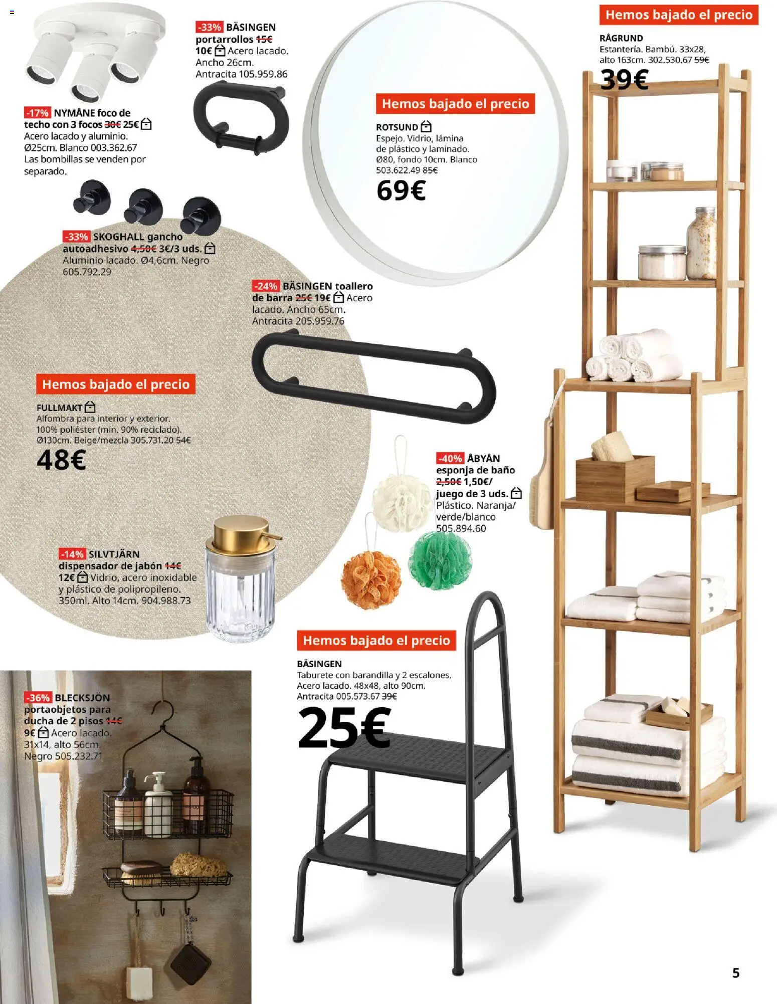 IKEA - Hemos bajado el precio │ válido desde el 01.04.2026 | Página: 5 | Productos: Esponja, Dispensador de jabón, Taburete, Dispensador