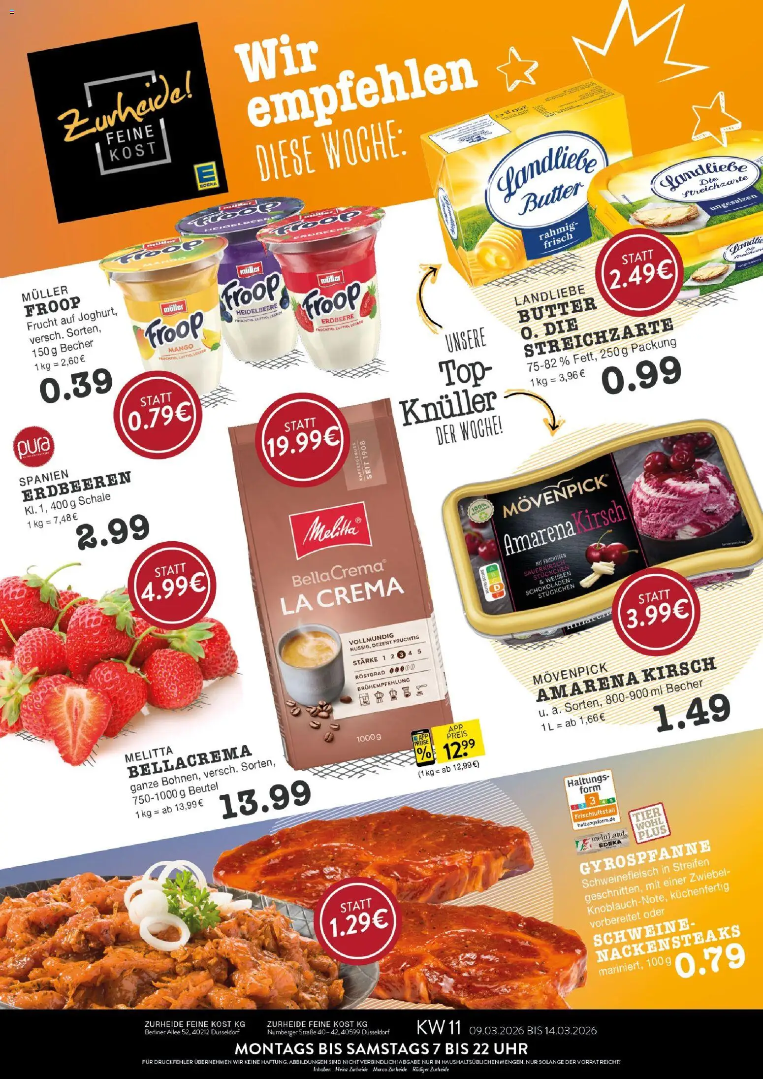 Edeka Zurheide Prospekt – gültig ab 09.03.2026 | Seite: 1 | Produkte: Top, Mango, Erdbeeren, Uhr