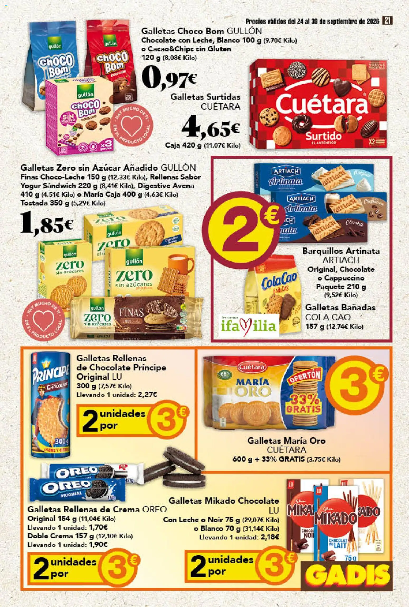 Gadis folleto │ válido desde el 24/09/2026 | Página: 21 | Productos: Oreo, Yogur, Nata, Crema