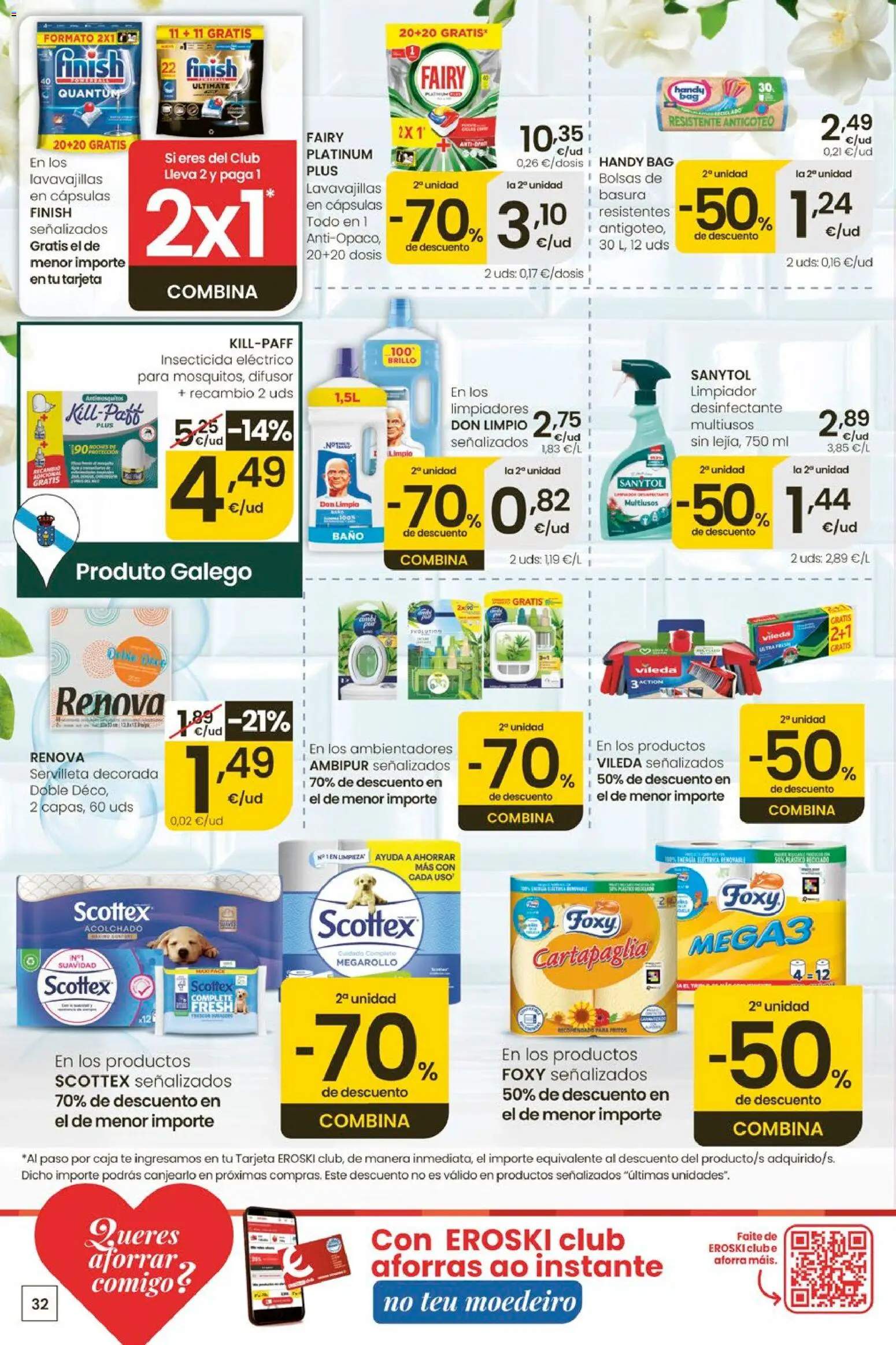 Eroski Ofertóns de verán │ válido desde el 28.05.2026 | Página: 32 | Productos: Té, Lavavajillas, Caja, Baño
