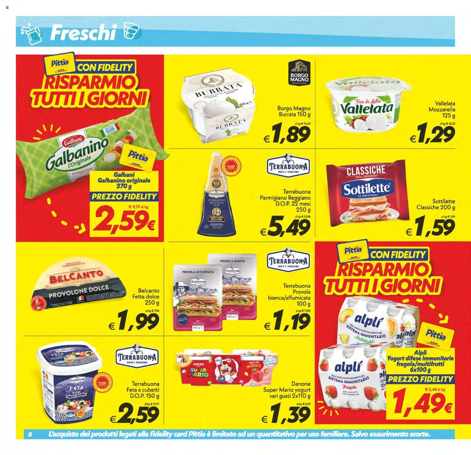 Volantino SuperConveniente del 19/06/2026 | Pagina: 8 | Prodotti: Provolone, Latte, Formaggio, Burrata