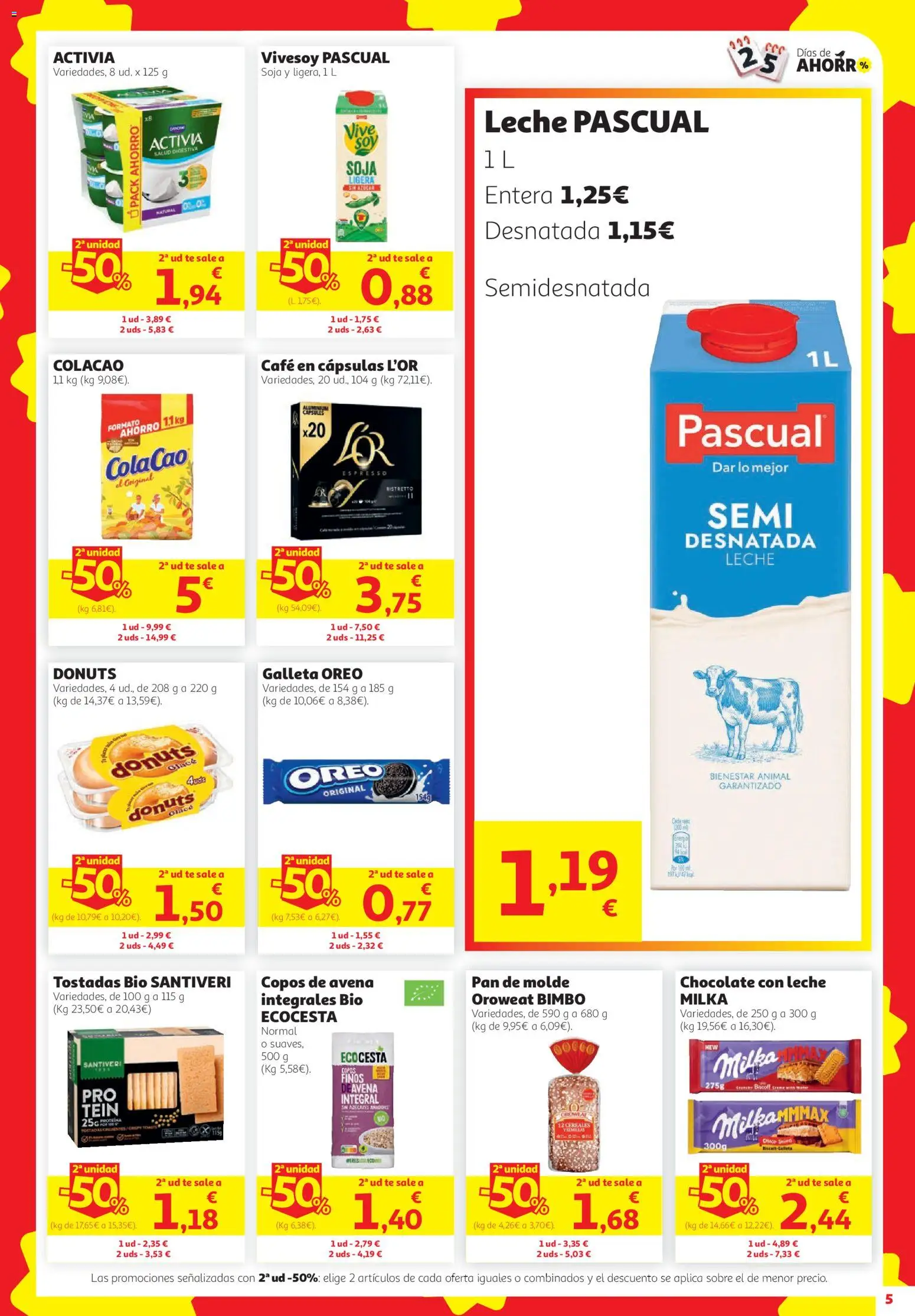 Alcampo Supermercado │ válido desde el 24/09/2026 | Página: 5 | Productos: Copos de avena, Chocolate, Pan de molde, Chocolate con leche
