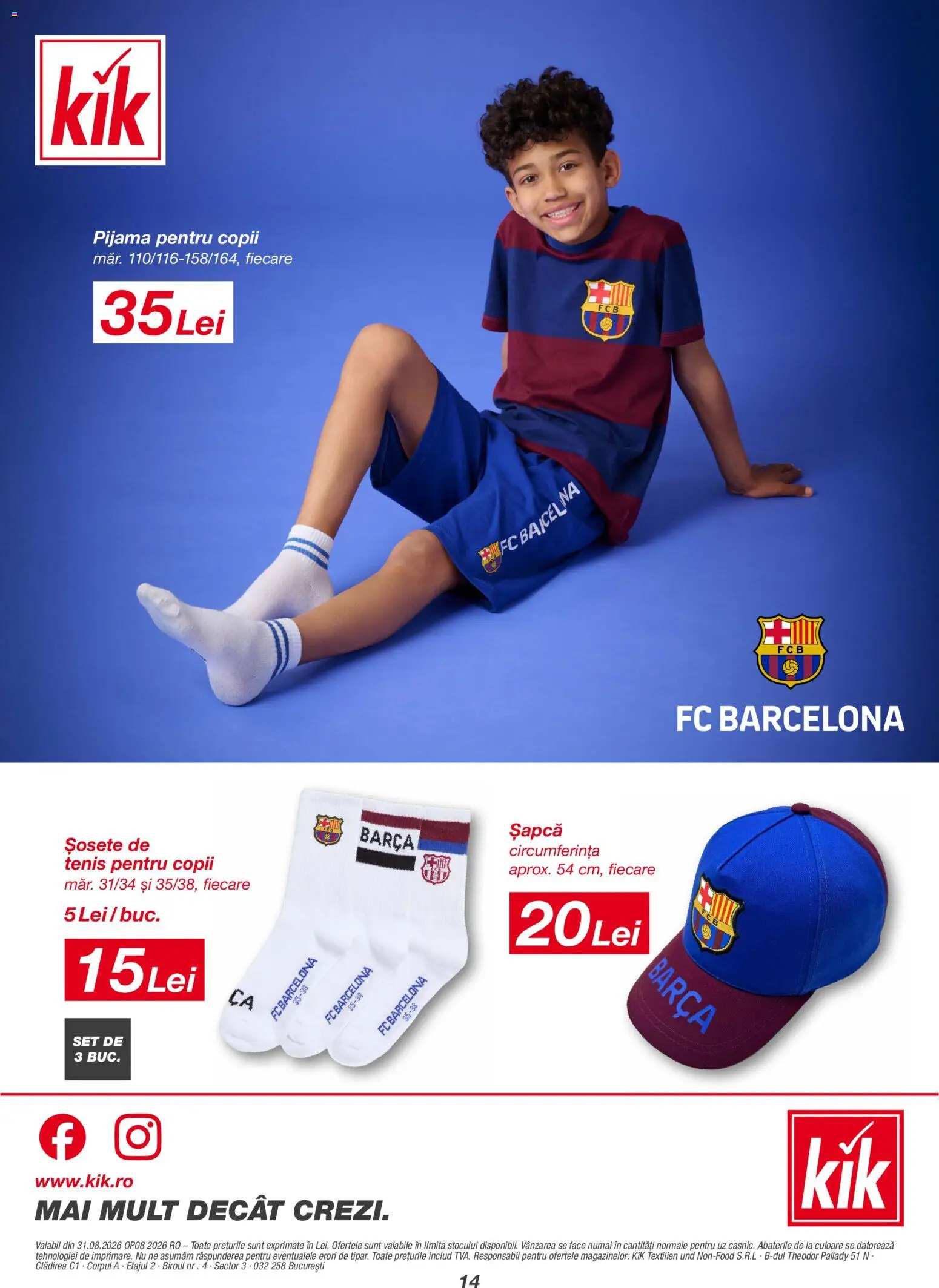 Noul catalog Kik – valabil de la 31.08.2026 | Pagină: 14 | Produse: Șapcă, Pijamă, Șosete