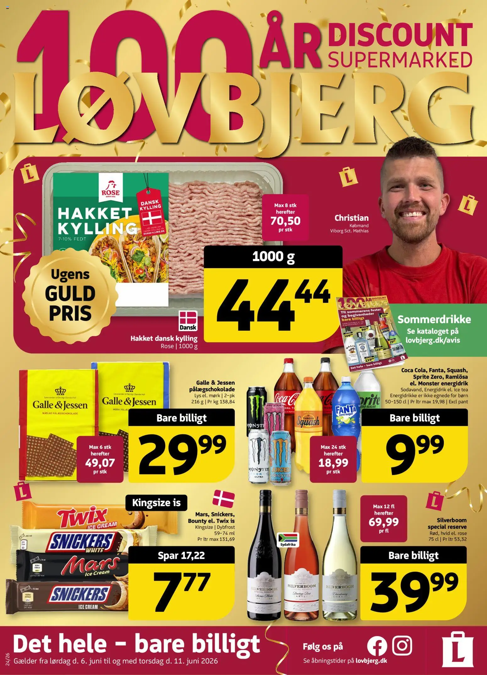 Løvbjerg tilbudsavis – gyldig fra 06.06.2026 | Side: 1 | Produkter: Fanta, Is, Energidrikke, Pålægschokolade