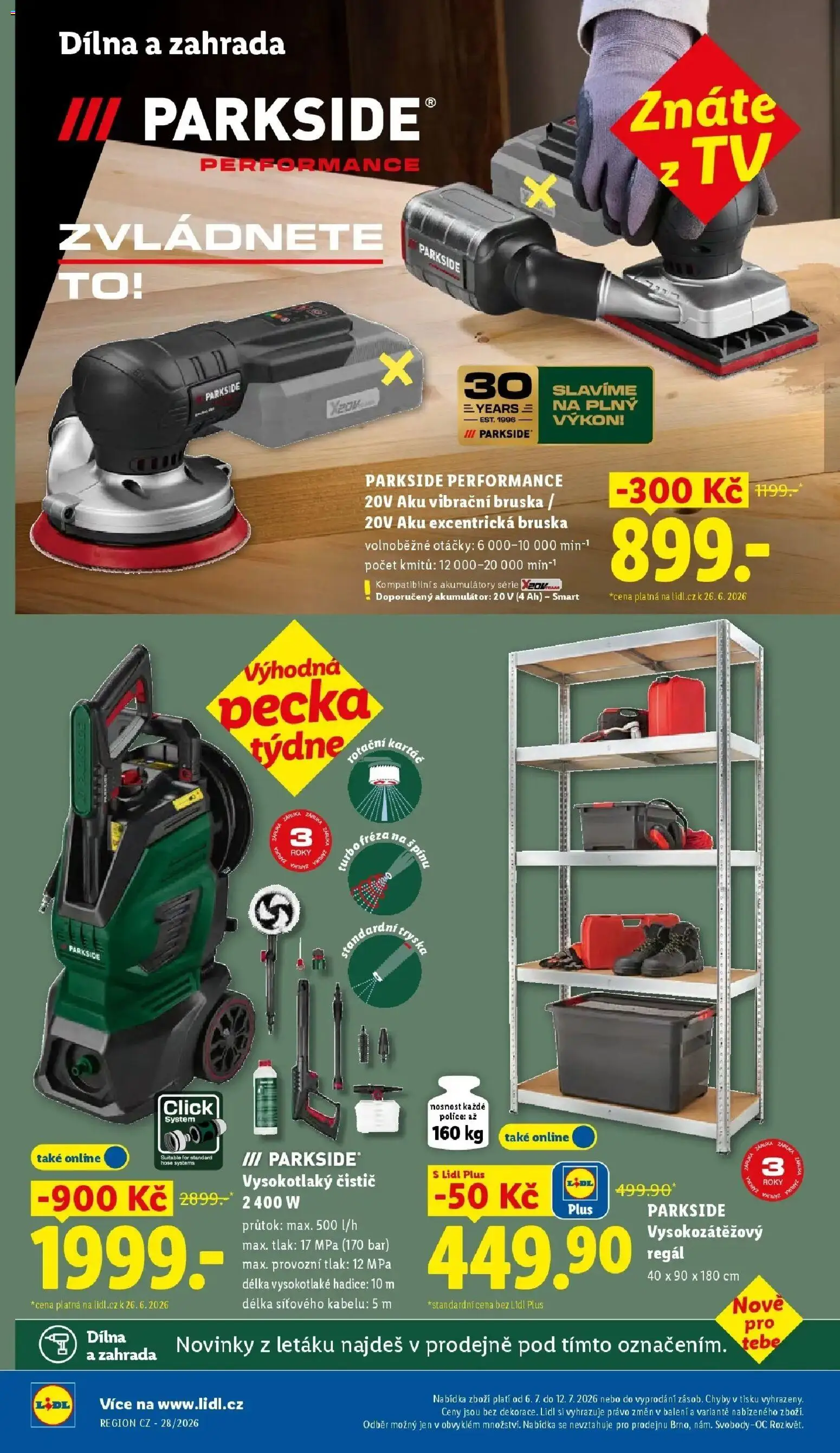 Lidl aktuální leták od 06.07.2026 | Strana: 34 | Produkty: Parkside, Hadice, Vysokotlaký čistič, Kartáč