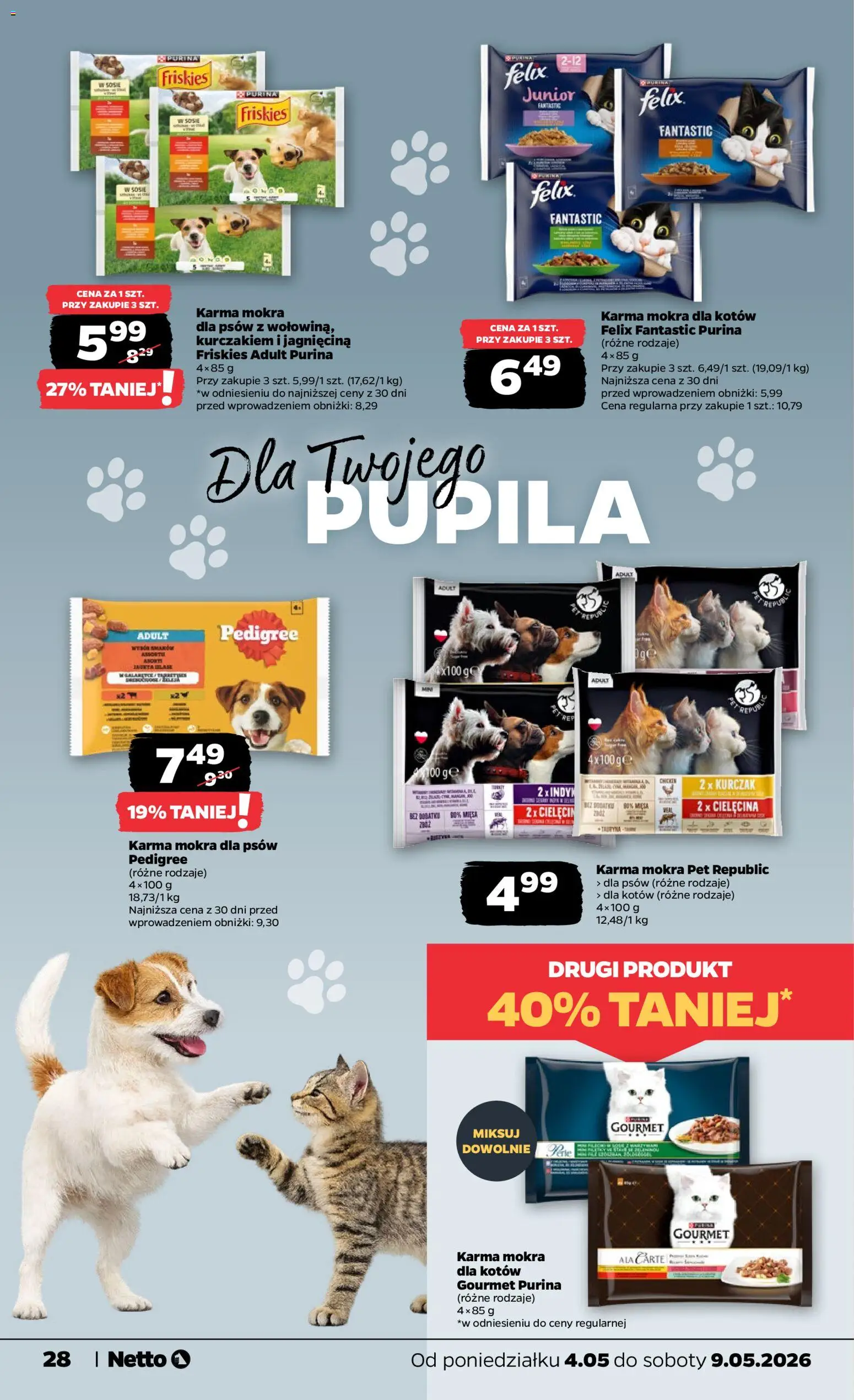 Netto gazetka od poniedziałku spożywcza od 04.05.2026 | Strona: 28 | Produkty: Kurczak, Jagnięcina, Pedigree