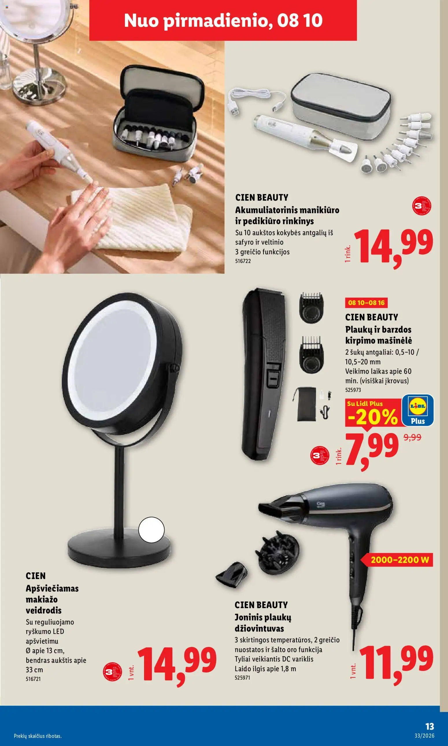 LIDL akcijos nuo 2026.08.10 | Puslapis: 13 | Prekių: Bendras, Veidrodis