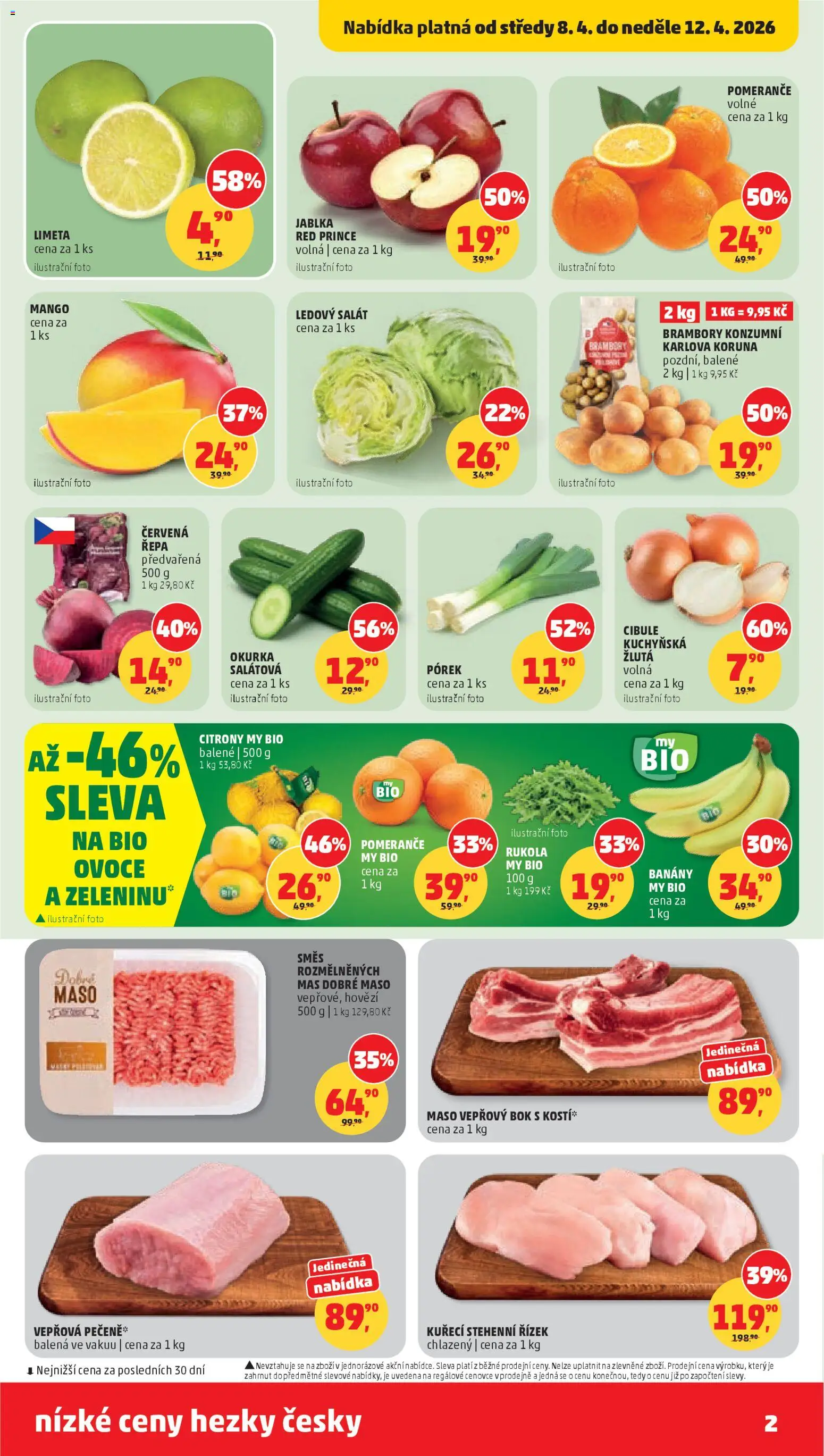 Penny Market leták od 08.04.2026 | Strana: 2 | Produkty: Hovězí, Mango, Banány, Citróny