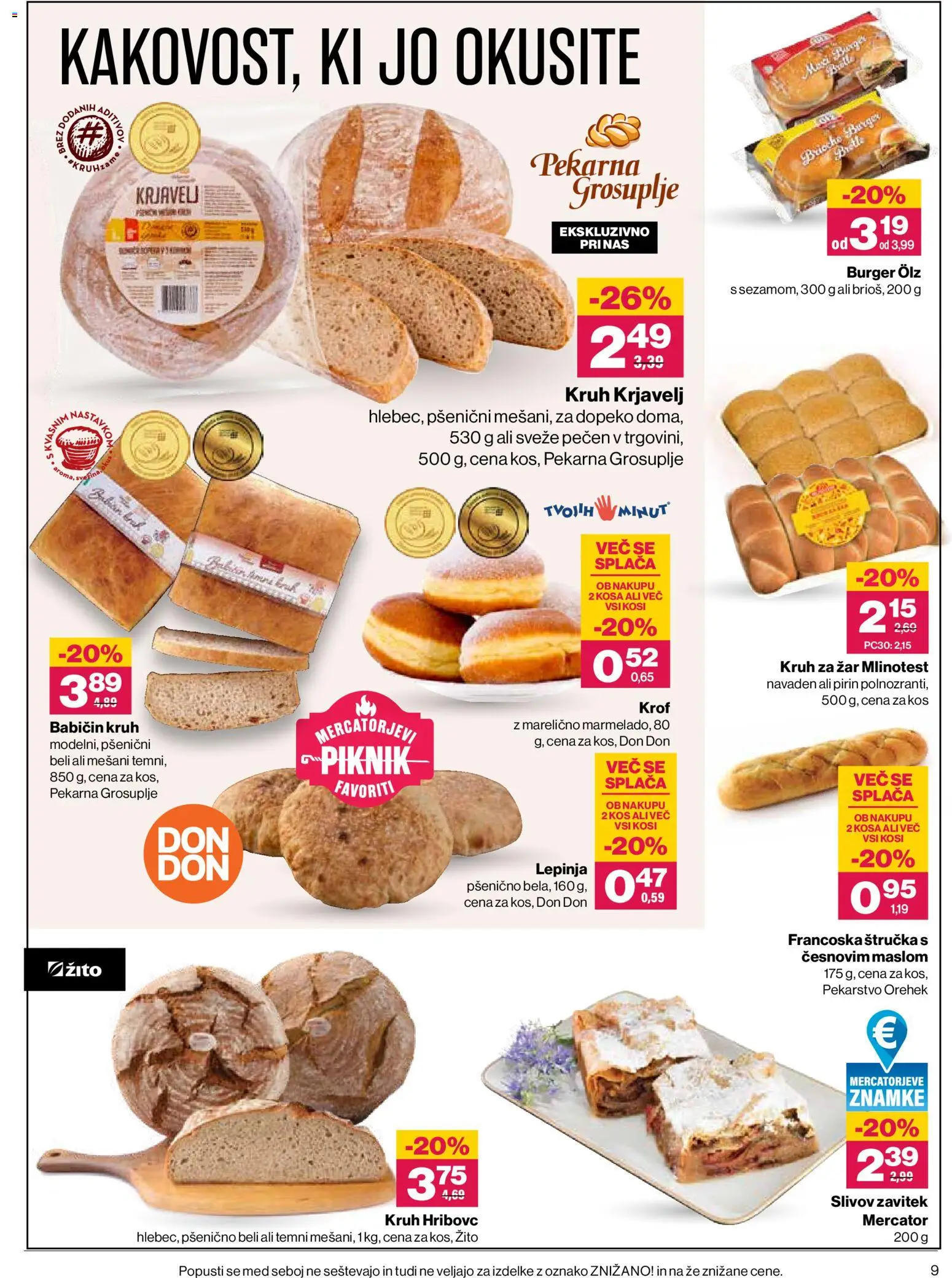 Novi Mercator katalog ponudbe – veljaven od 20.08.2026 | Stran: 9 | Izdelki: Štručka, Zar, Krof, Kruh