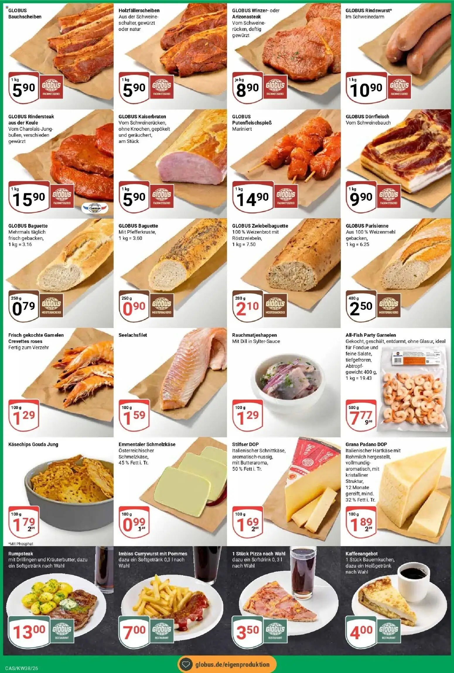 Globus Prospekt Castrop-Rauxel (ab 14.09.2026) » Angebote online | Seite: 2 | Produkte: Grana Padano, Schweinebauch, Weizenmehl, Fondue