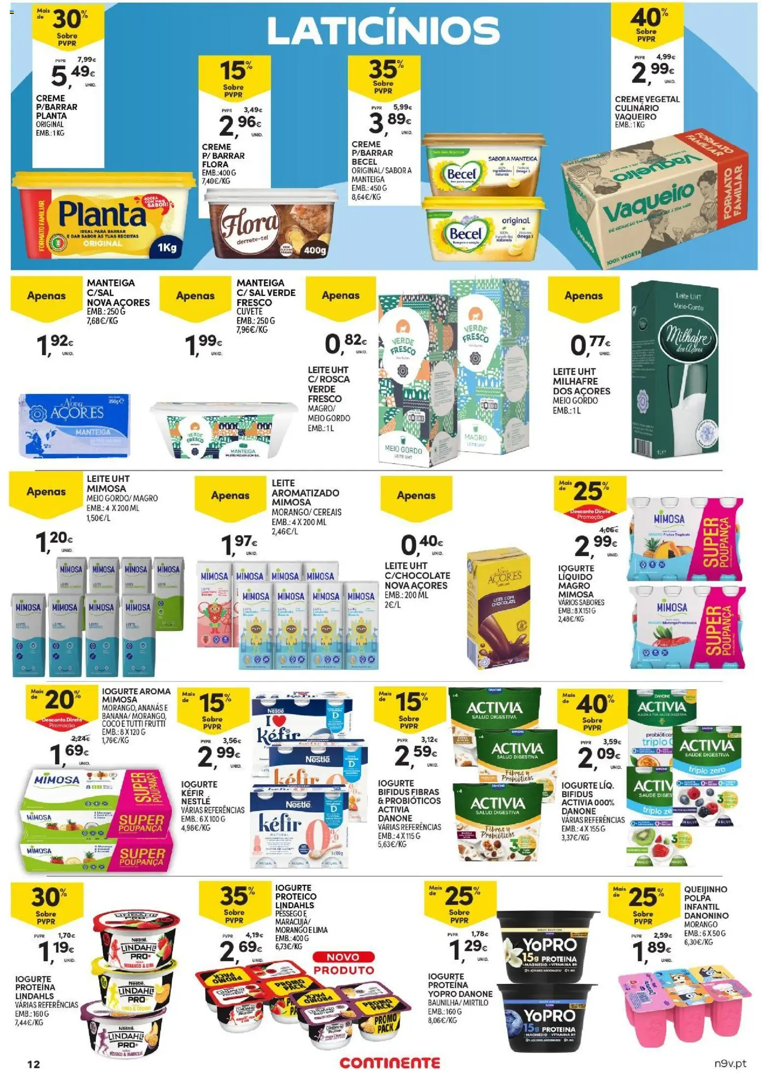 Continente Açores │ válido de 09/07/2026 | Página: 12 | Produtos: Manteiga, Nestlé, Cereais, Creme