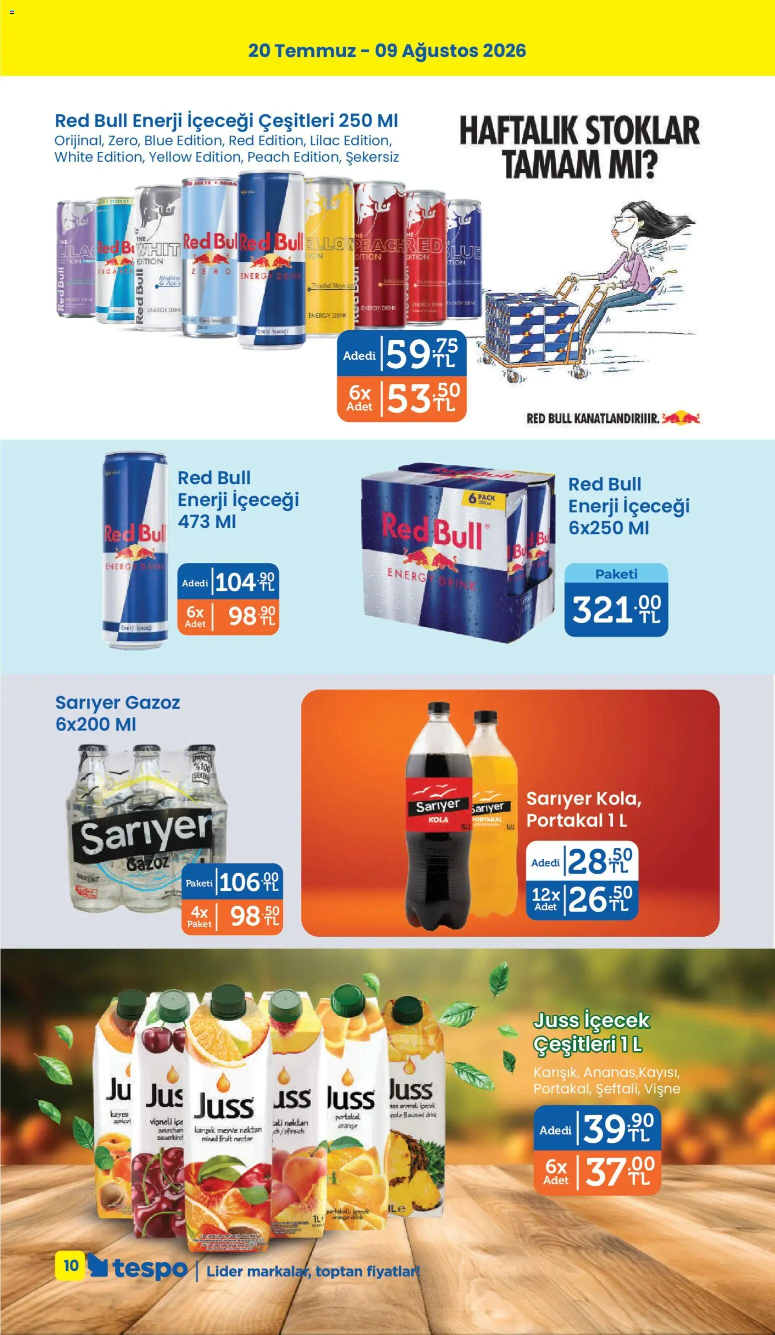 Tespo Katalog - 20 Temmuz 2026 tarihinden itibaren geçerlidir | Sayfa: 10 | Ürünler: Portakal, Vişne, Meyve, Enerji içeceği